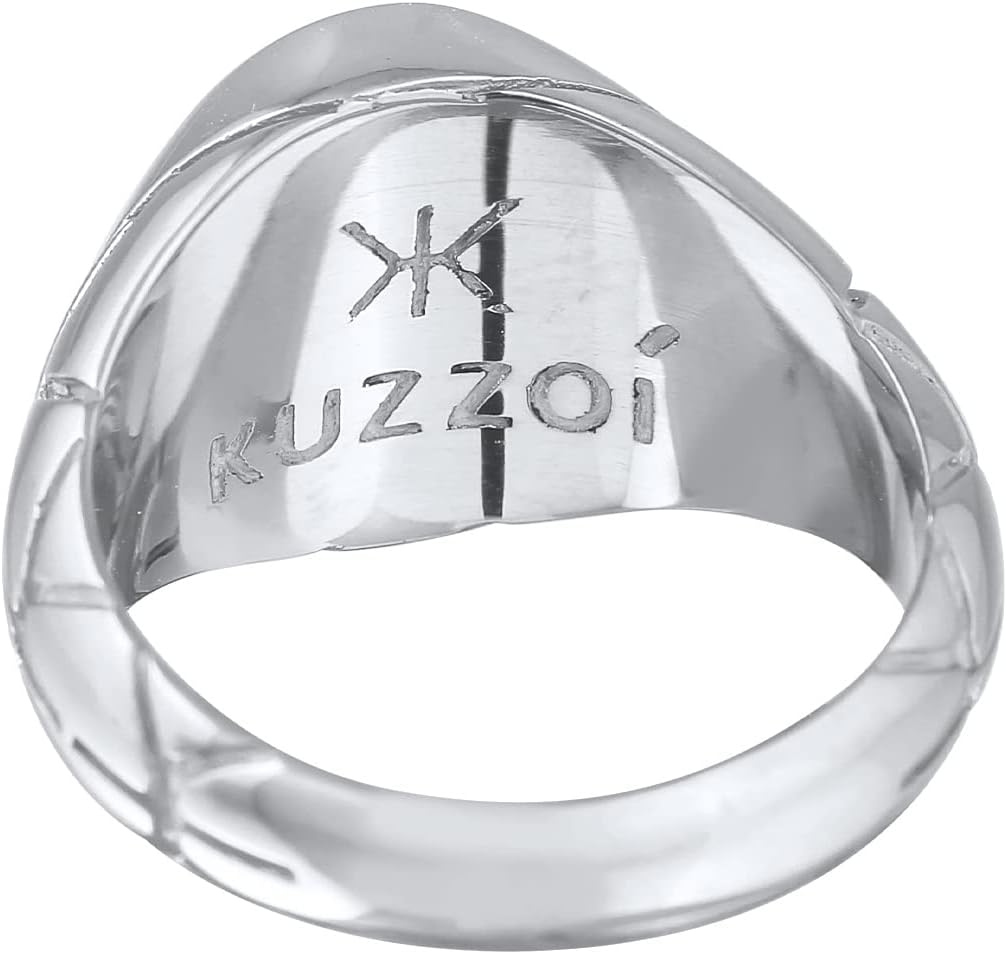 Thumbnail 3 de Kuzzoi Siegelring Herrenring oval mit blau Emaille in 925 Sterling Silber, oxidiert verziert – Ringbreite ca. 13 mm (Gr. 54–66)