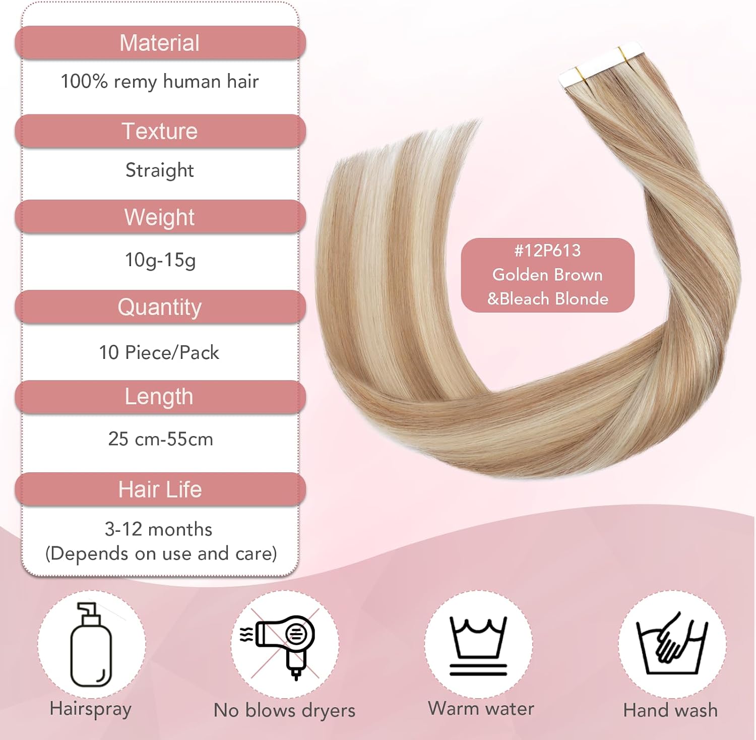 Thumbnail 4 de SEGO Extension Biadesive Capelli Veri 10 pz 1.5g 55 cm – Ciocca Remy Tape In Hair Extension