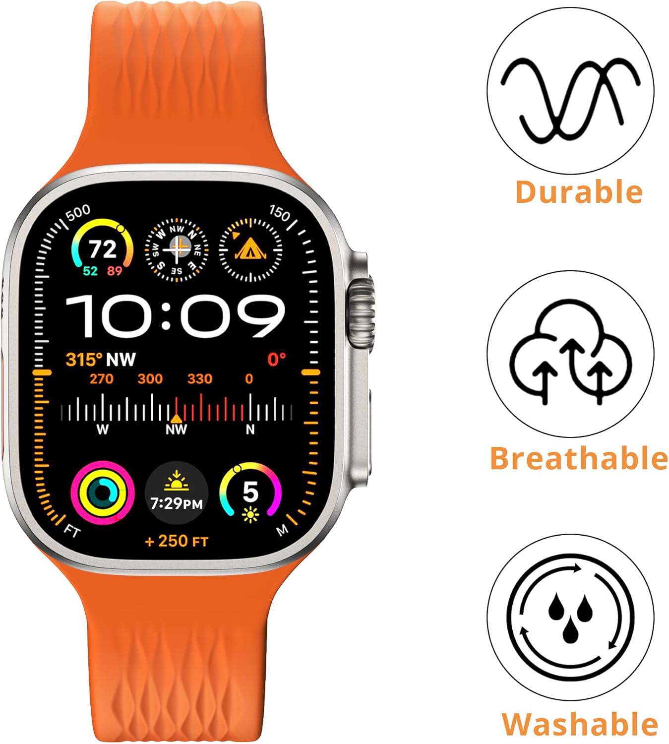 Thumbnail 2 de LULULOOK Sport Strap for Apple Watch (49/46/45/44/42mm) – breathable FKM rubber band