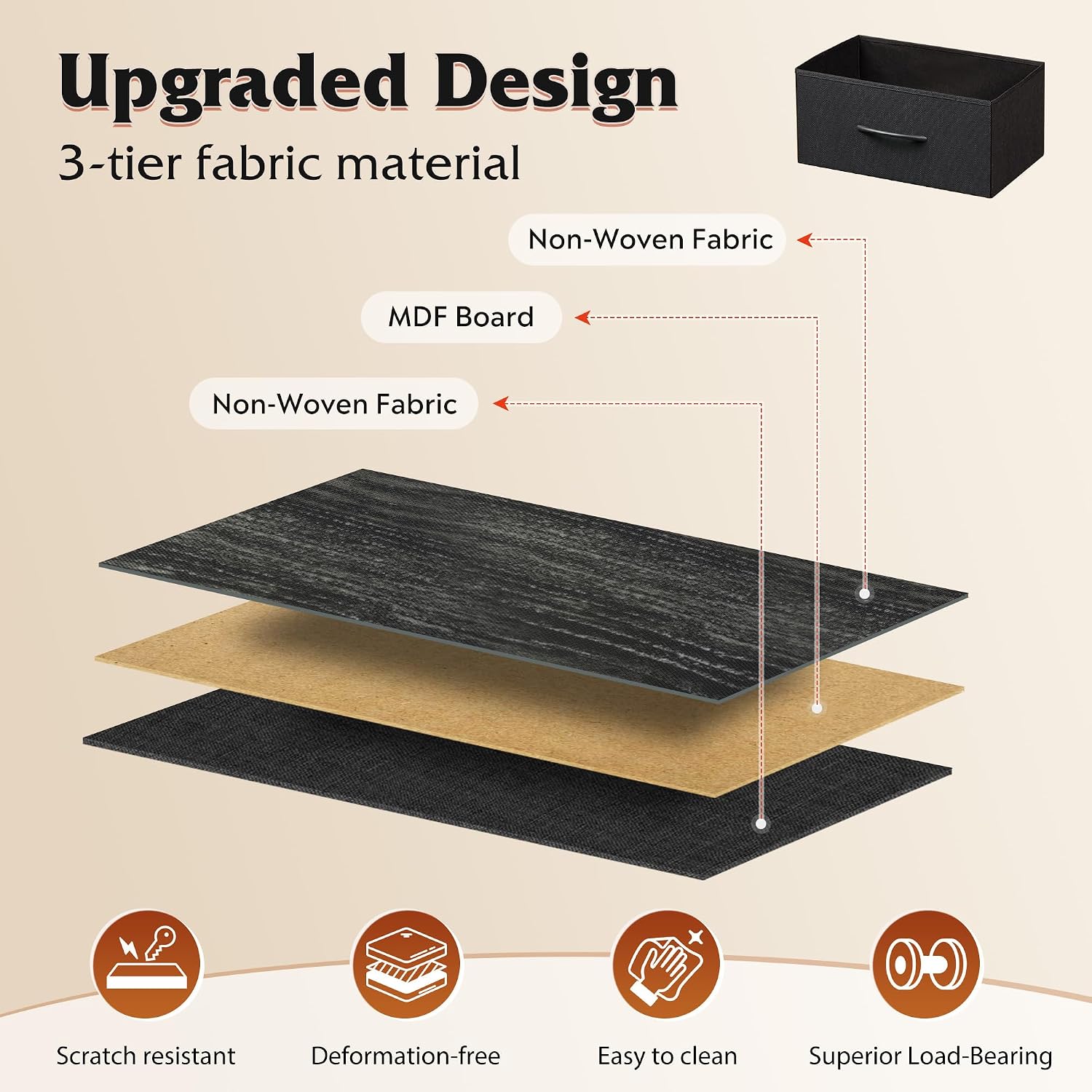 Thumbnail 4 de WLIVE Black Night Stand small dresser with 2 drawers ๐