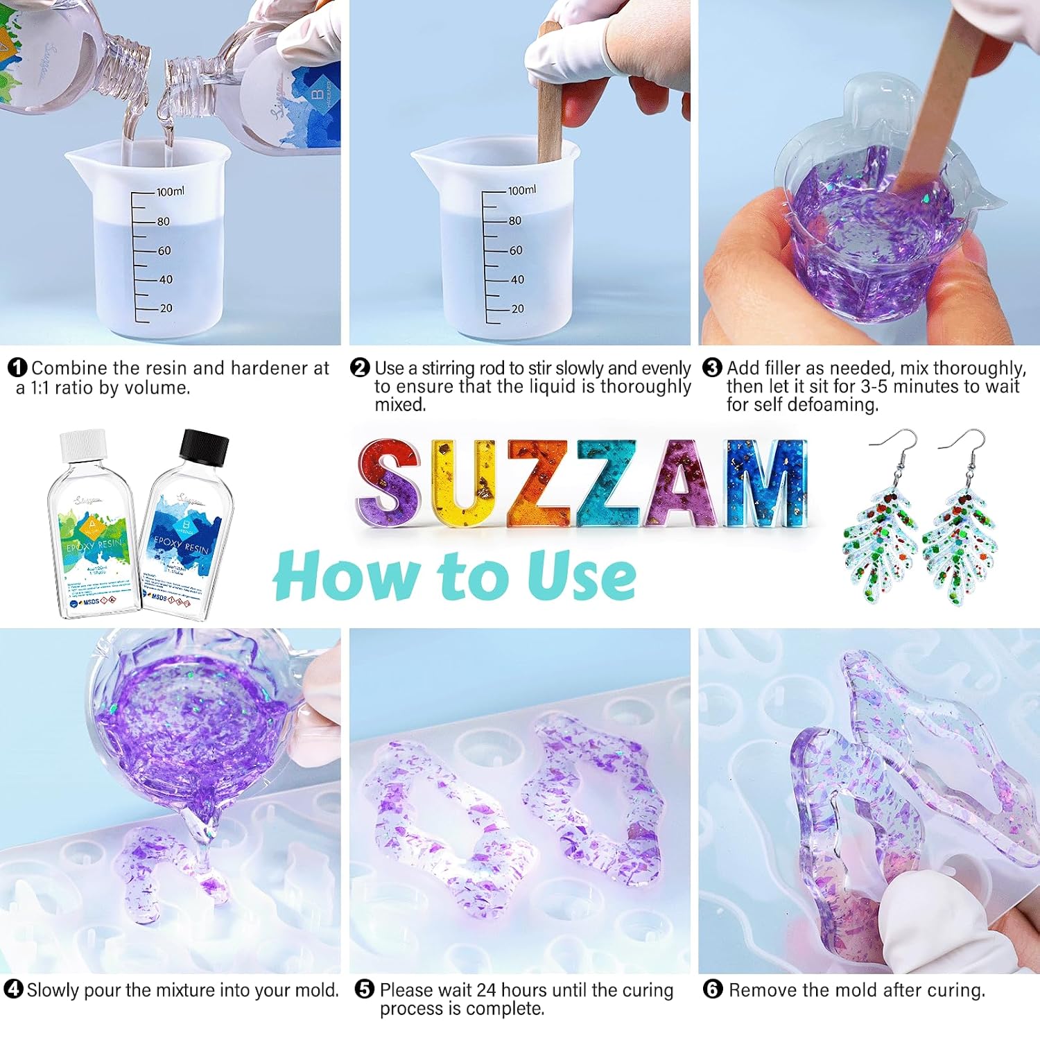 Thumbnail 4 de Crystal Clear Epoxy Resin Kit 8oz (240ml) with Molds – High Gloss, UV Resistant, Beginner Friendly