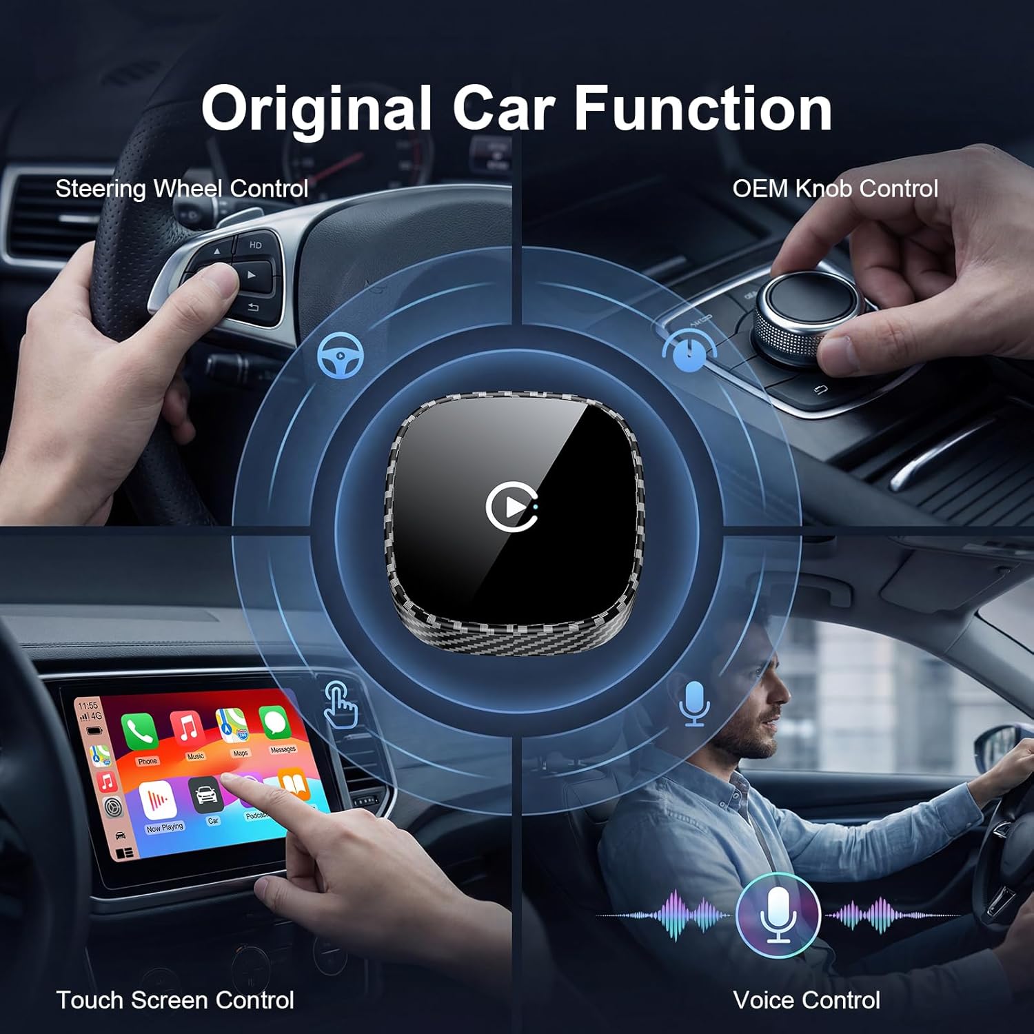 Thumbnail 4 de Wireless CarPlay Adapter for Apple iPhone & Android Auto (2026 Upgrade) — Bluetooth & Wi‑Fi Plug & Play, Black