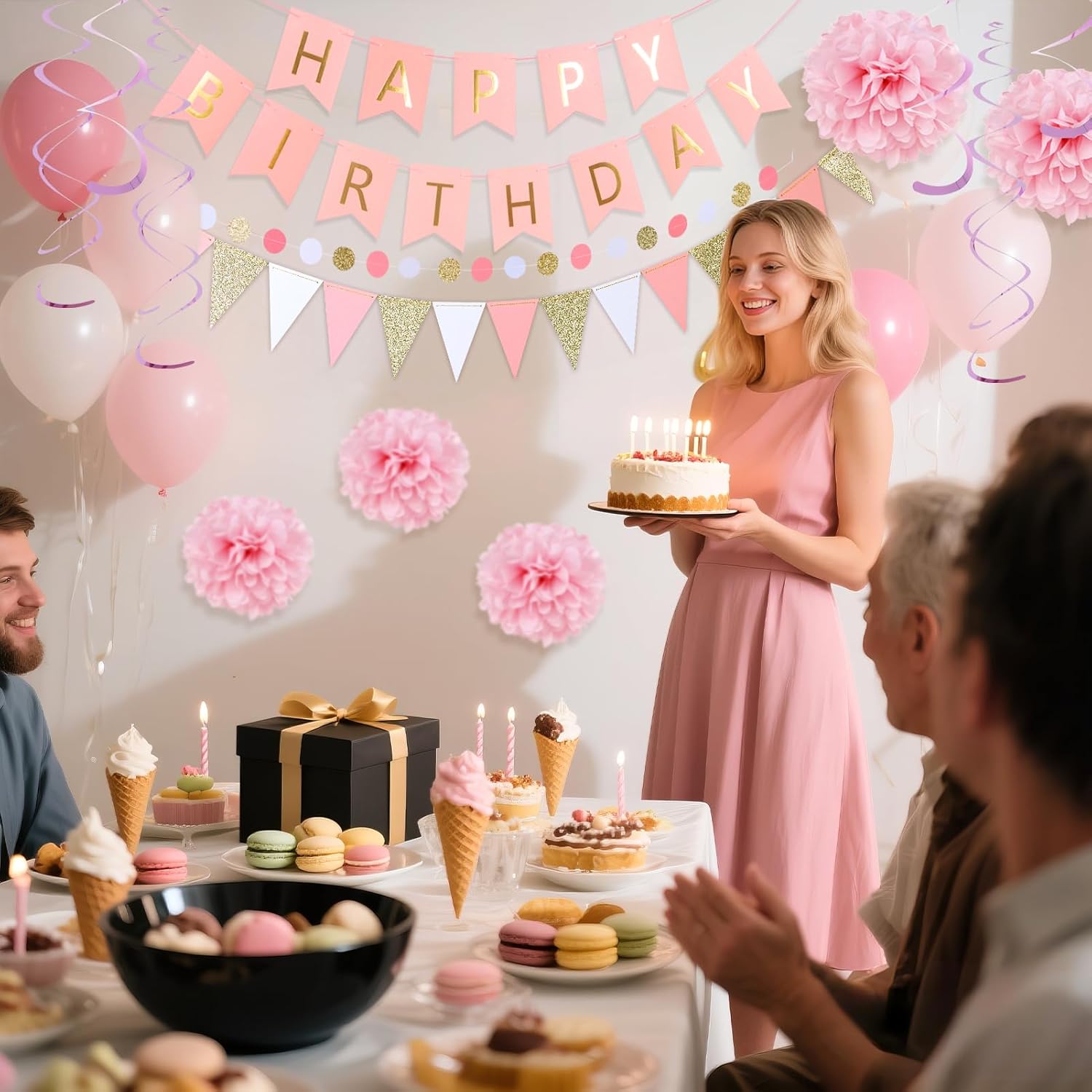 Thumbnail 6 de SUNBEAUTY 36 Stück Rosa Geburtstags Deko-Set – Komplettset für Mädchengeburtstage und Baby-Partys