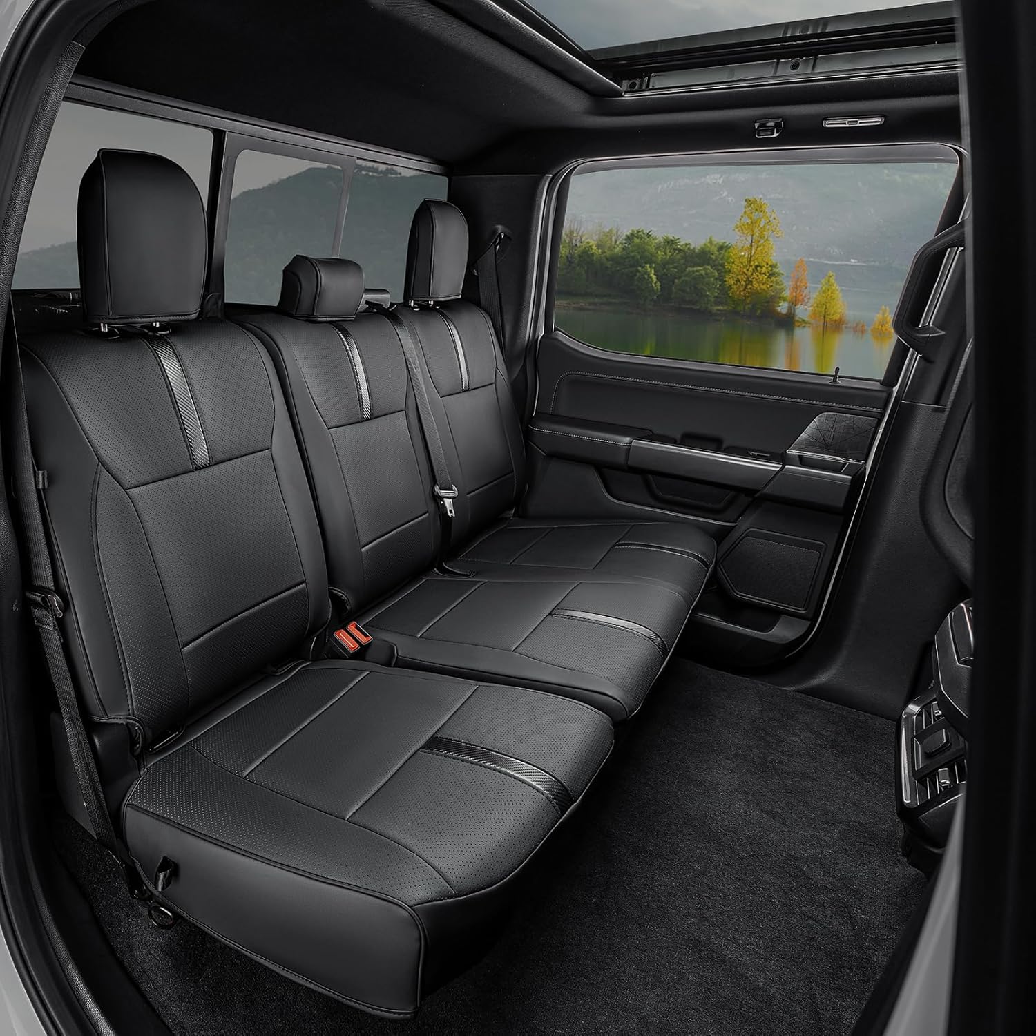 Thumbnail 1 de DiffCar Custom Fit Leather Waterproof Seat Covers for Ford F-150 SuperCrew/Crew Cab (2015-2023, 2024-2026)