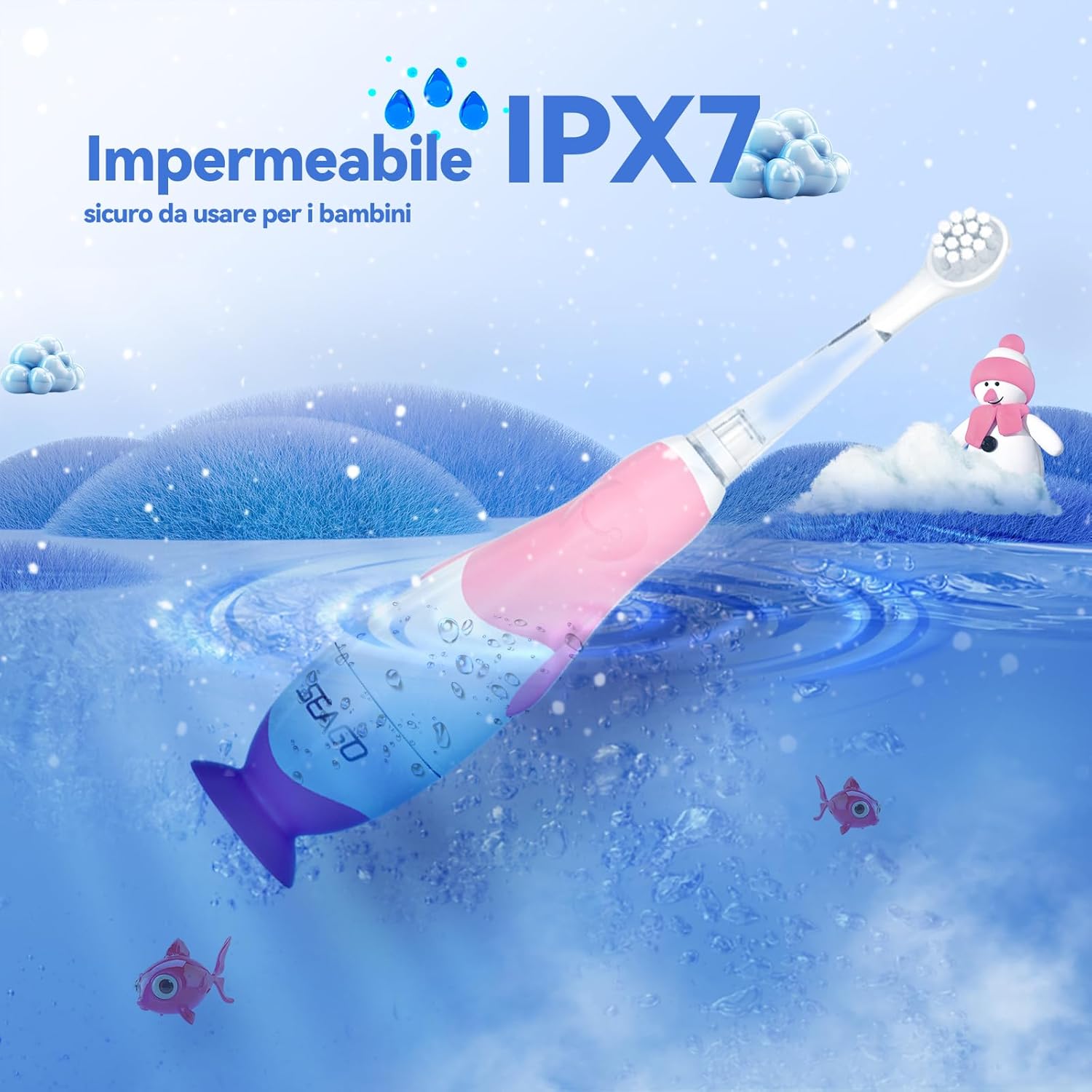 Thumbnail 5 de Spazzolino Elettrico per Bambini SG-2139 Balena Rosa – 0-6 anni, 8 testine, LED, IPX7