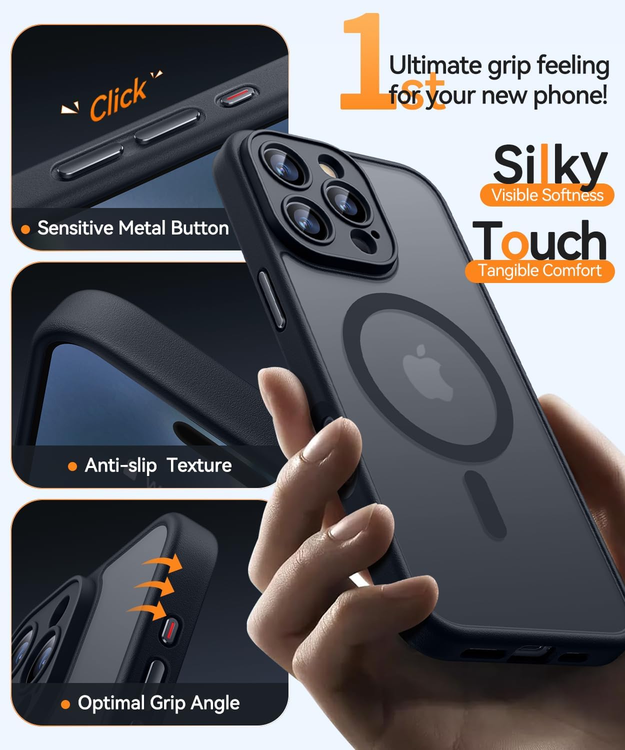 Thumbnail 4 de Coque magnétique CANSHN pour iPhone 16 Pro Max (6,9 pouces) compatible MagSafe, protection caméra et finition mate noire