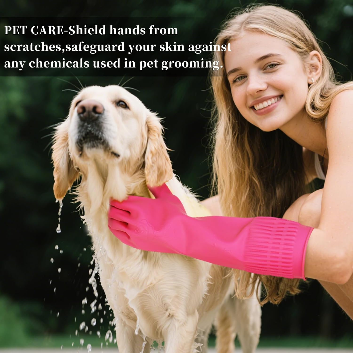 Detalle 2 de ccebwyny Rubber Gloves for Cleaning – 3 Pairs, 15-Inch Long, Medium (Fits Small Hands)