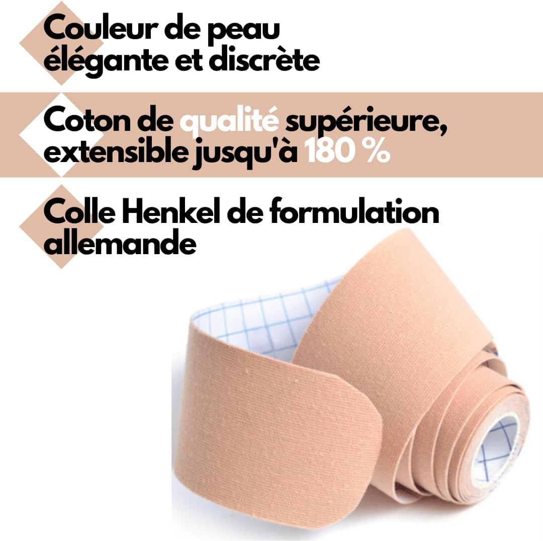 Detalle de TS TAKE SPORT Kinesio Gentle Tape – Bande kinésiologique 5 x 5 m (95% coton, 5% élasthanne) pour peaux sensibles