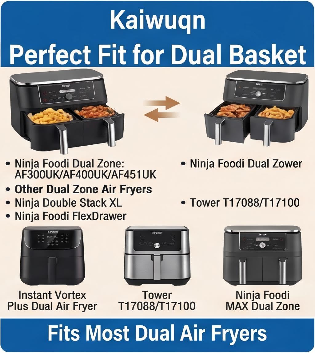 Thumbnail 6 de 120 Stück Backpapier für Heißluftfritteuse Ninja Dual Zone – kompatibel mit Ninja AF300EU/AF400EU und mehr