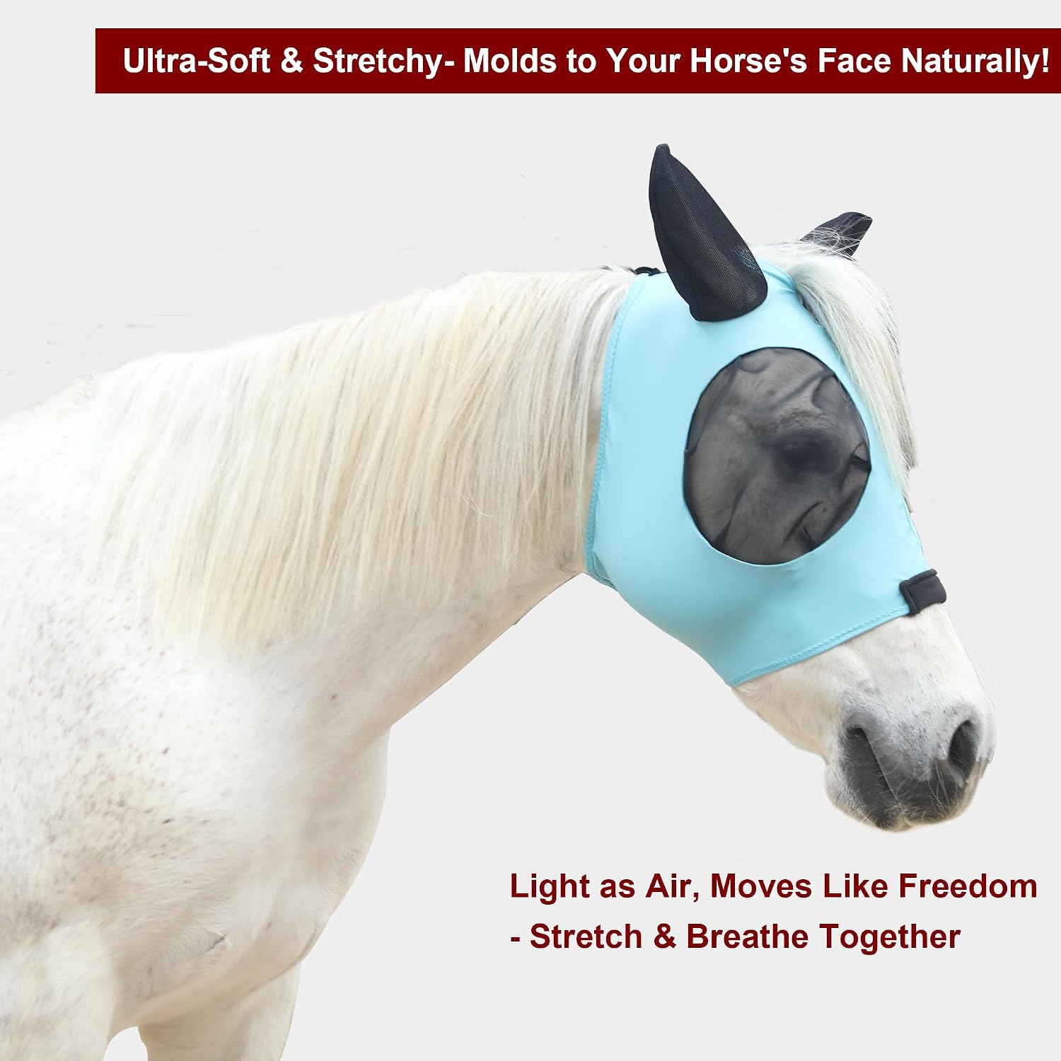 Thumbnail 6 de Leberna Horse Fly Mask with Ears Lake Blue