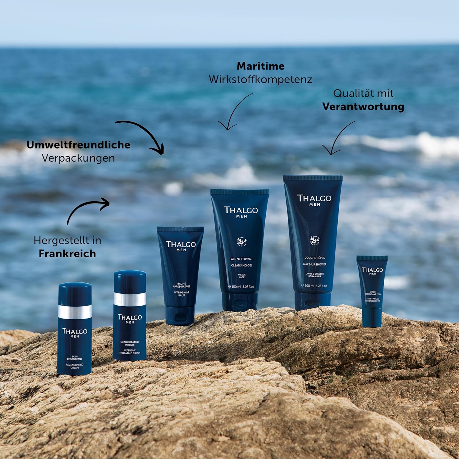 Detalle de THALGO Men Intensiv Feuchtigkeitscreme – Tiefen hydratierende Pflege mit Meeresquellwasser, 50 ml