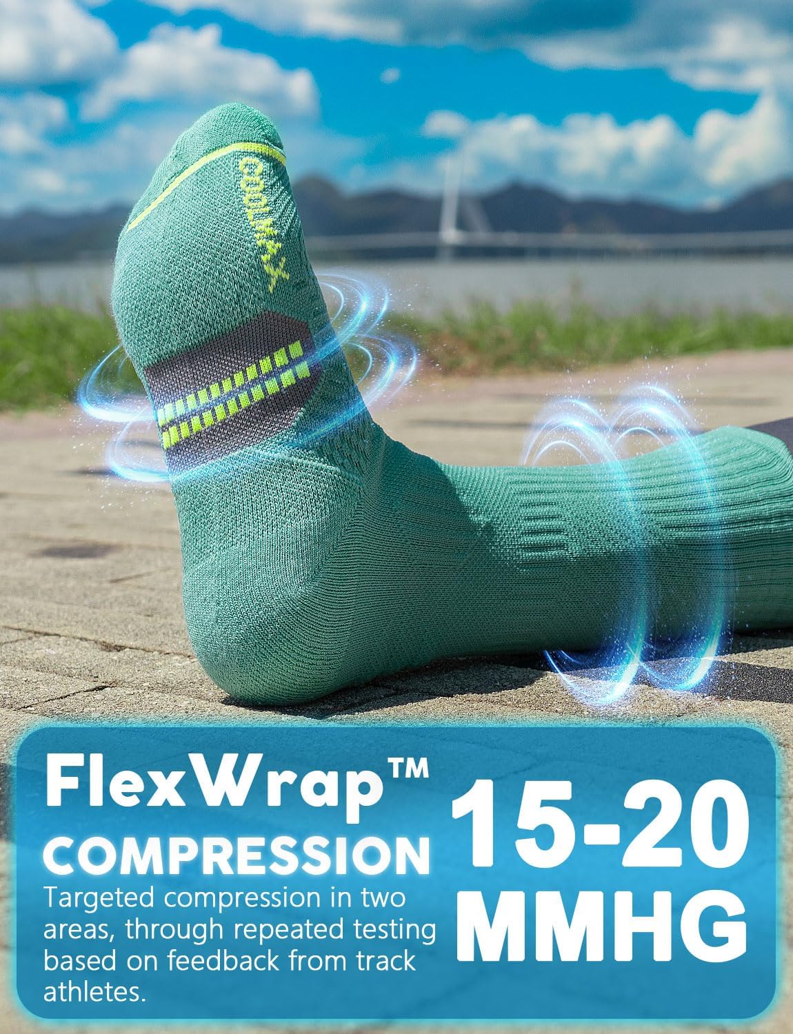 Detalle de Juclise Womens Coolmax Bamboo Compression Running Crew Socks (3 Pairs) for Sports, Hiking and Training