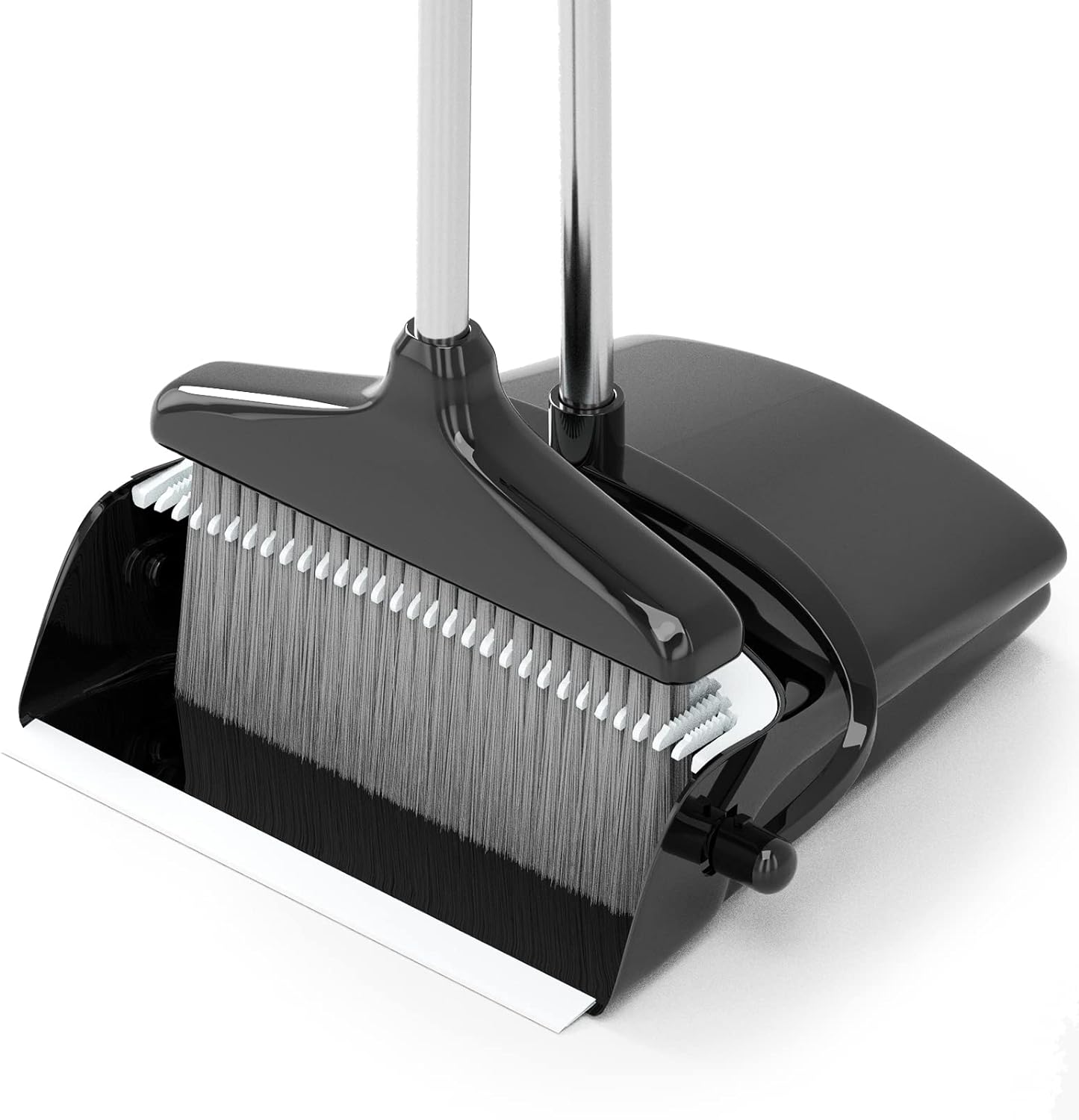 Broom with Dustpan Combo Set 54” Long Handle – Black & Grey
