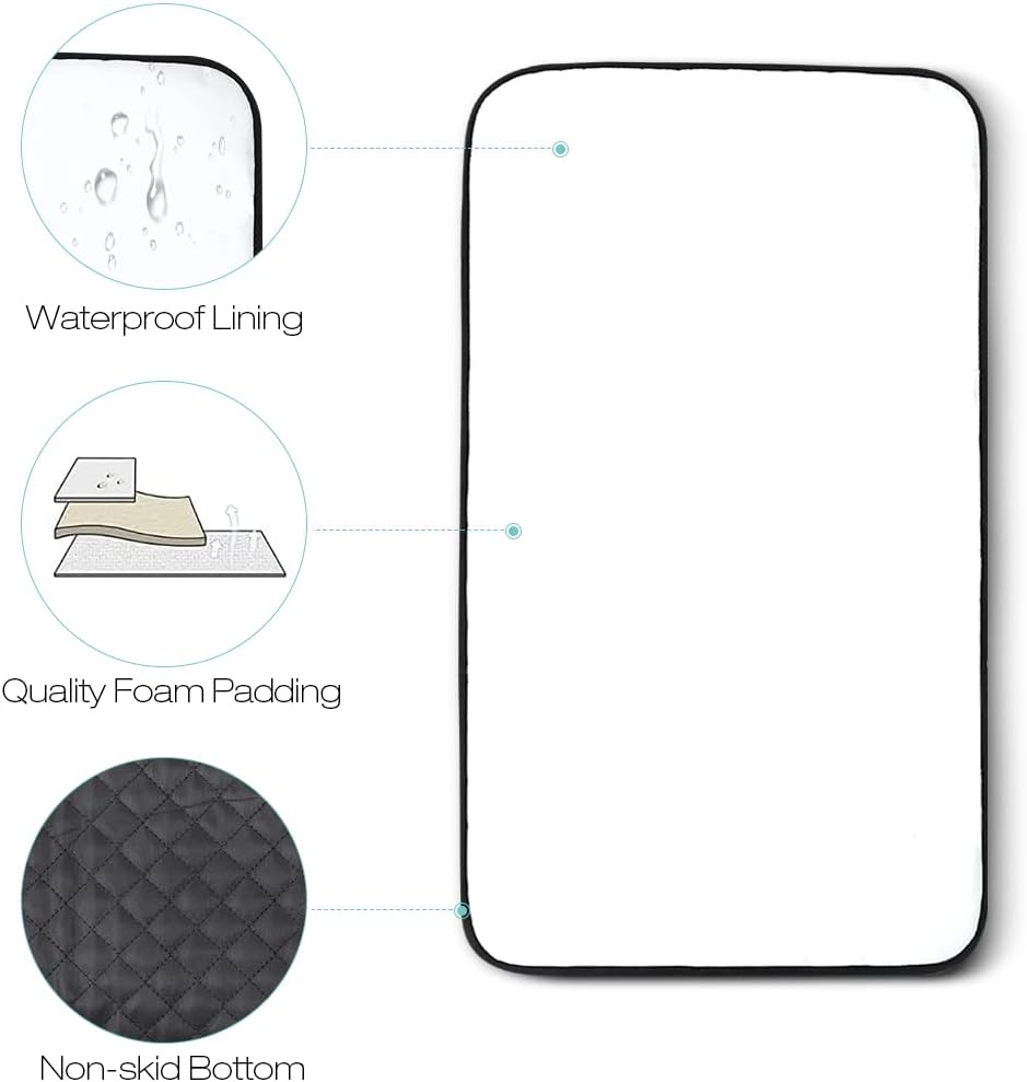 Detalle de Lekebaby Portable Folding Nappy Change Mat (Quilted Black) – Travel Changing Pad, 70 x 40 cm