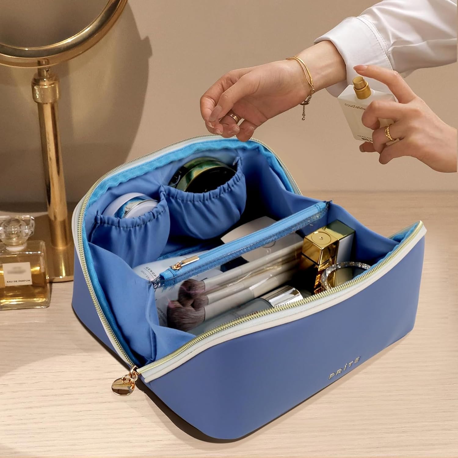 Thumbnail 6 de Prite Large Capacity Makeup Bag: Versatile, Waterproof Travel Cosmetic Case
