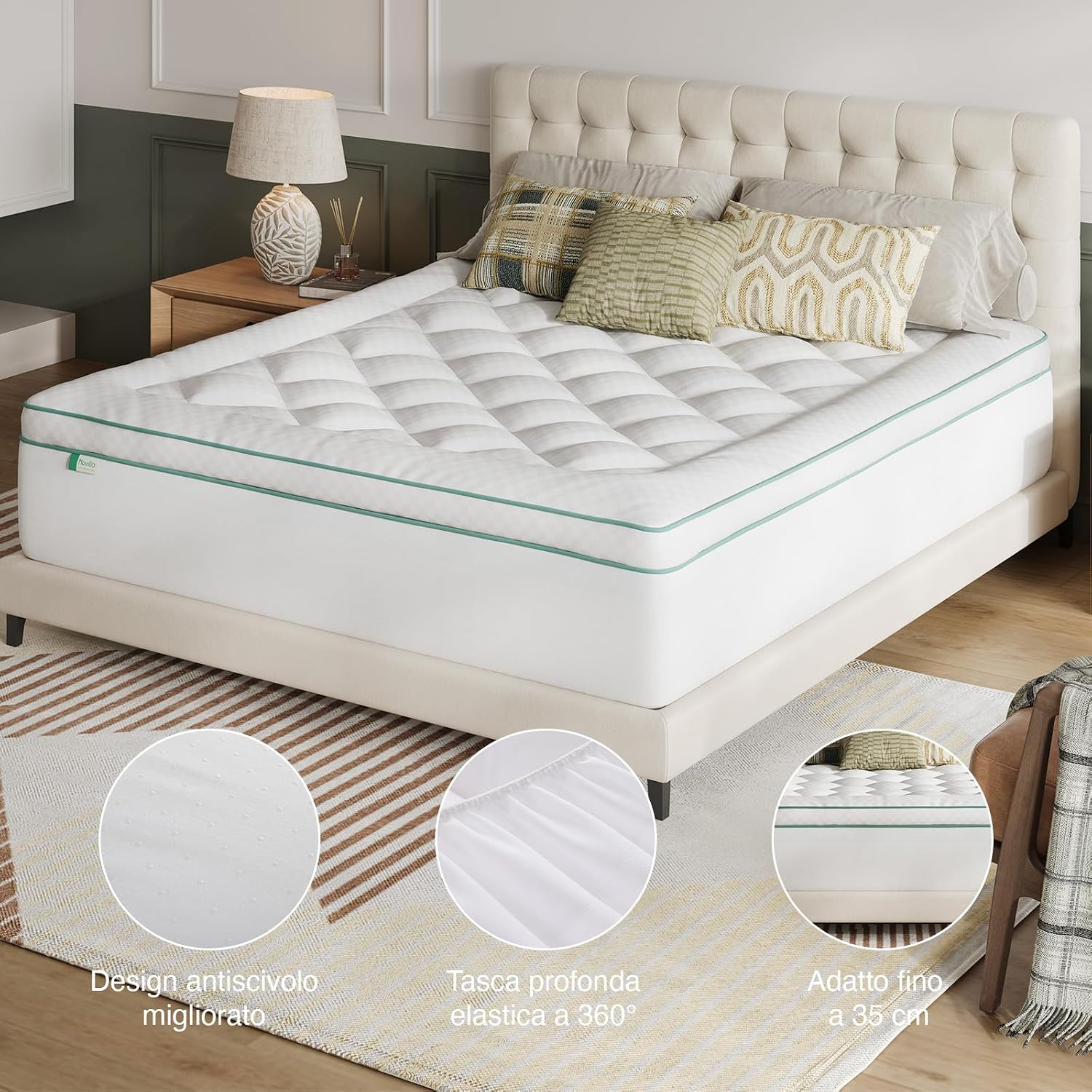 Thumbnail 6 de Novilla Topper Materasso 160x200 cm 2-in-1: memory gel, design separabile e fodera lavabile