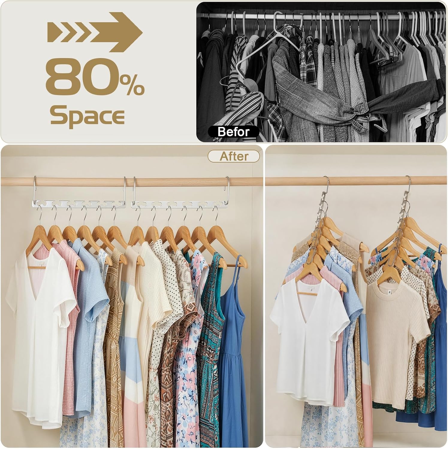 Thumbnail 2 de HOUSE DAY Space Saving Magic Hangers Pack of 20 – Durable Metal Hanger Organisers for Compact Closets