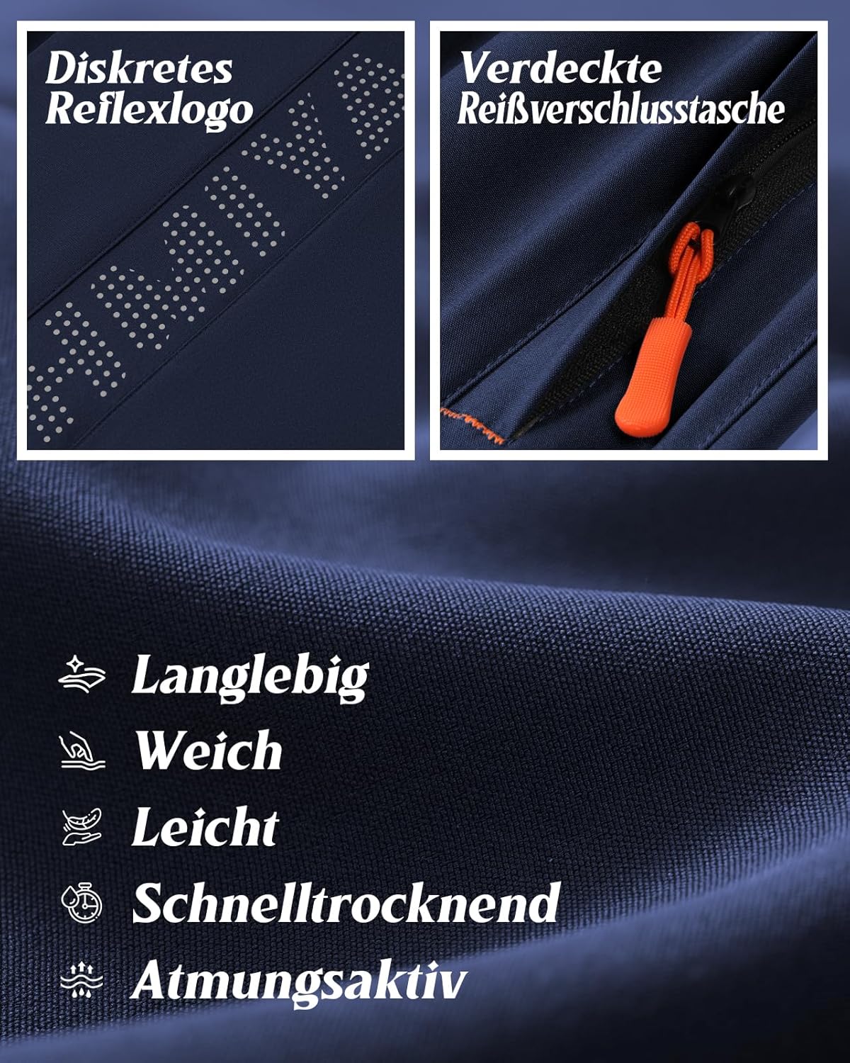 Thumbnail 3 de HMIYA 2er Pack Sporthose Herren: Kurzsport-Shorts mit Reißverschlussstaschen