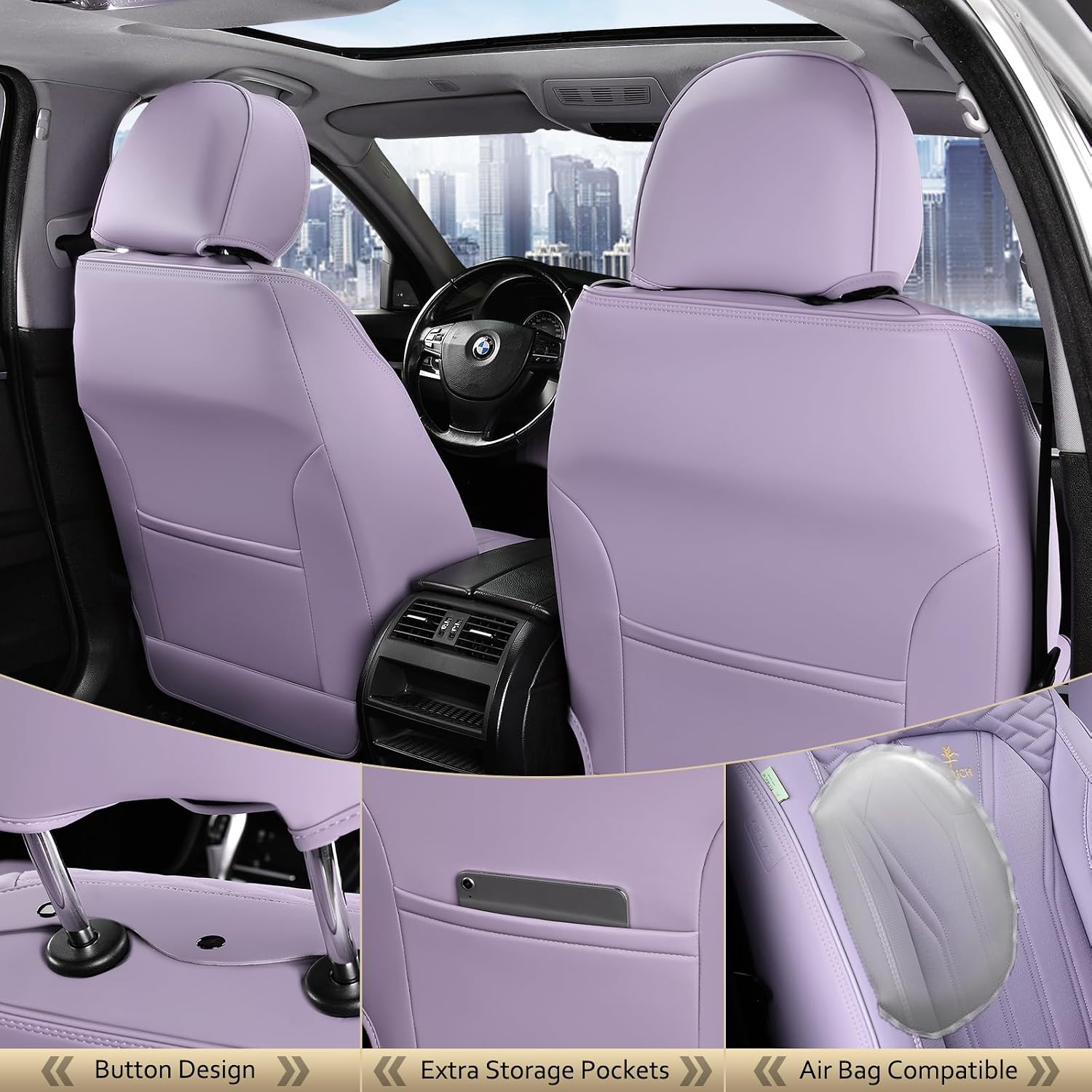 Thumbnail 2 de FLORICH Leather Seat Covers Full Set in Purple — 360° Protection for Most Cars