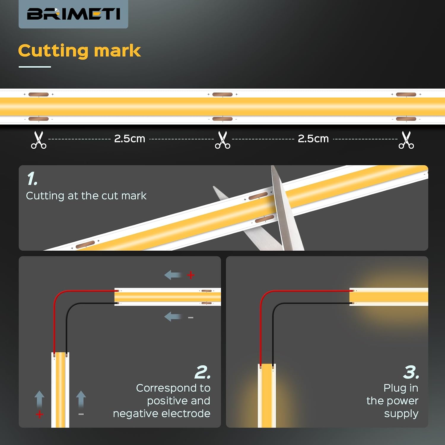 Detalle de BRIMETI 1M COB-ledstrip, USB 5 V, 6000 K en dimbaar
