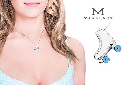 Detalle 2 de Joya Patín De Ruedas Esmaltato Dazul Small de MIKELART – Plata 925, Cadena Ajustable