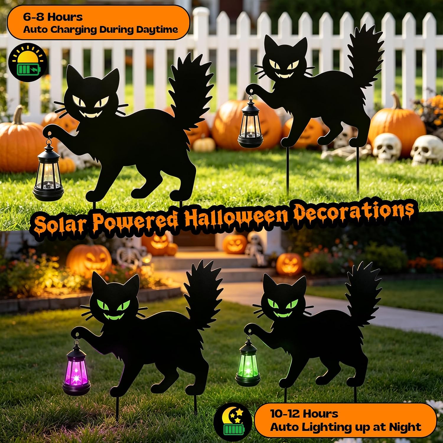 Detalle 1 de yulloyello LL-WS-ZMMTD-2P Halloween Black Cat Yard Signs, 2-Piece Metal Set