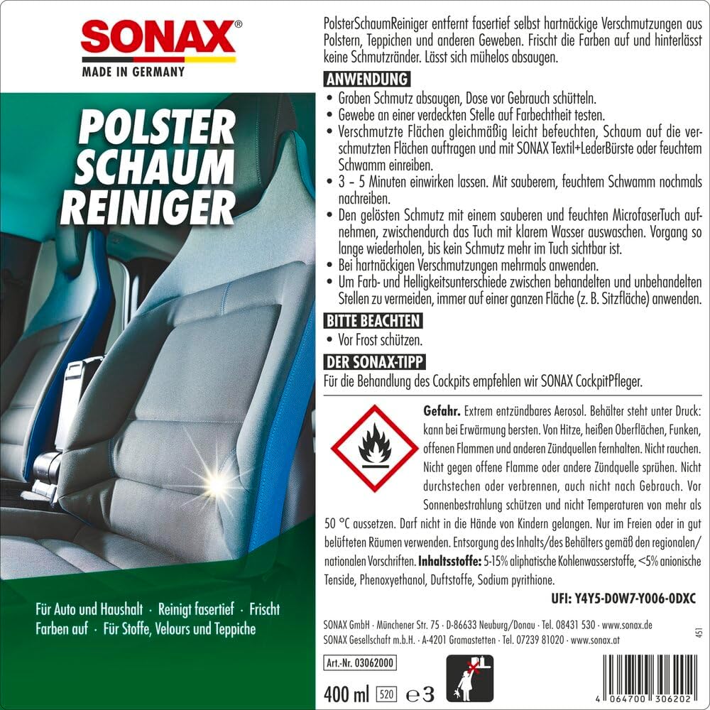 Detalle 2 de SONAX PolsterSchaumReiniger 400 ml