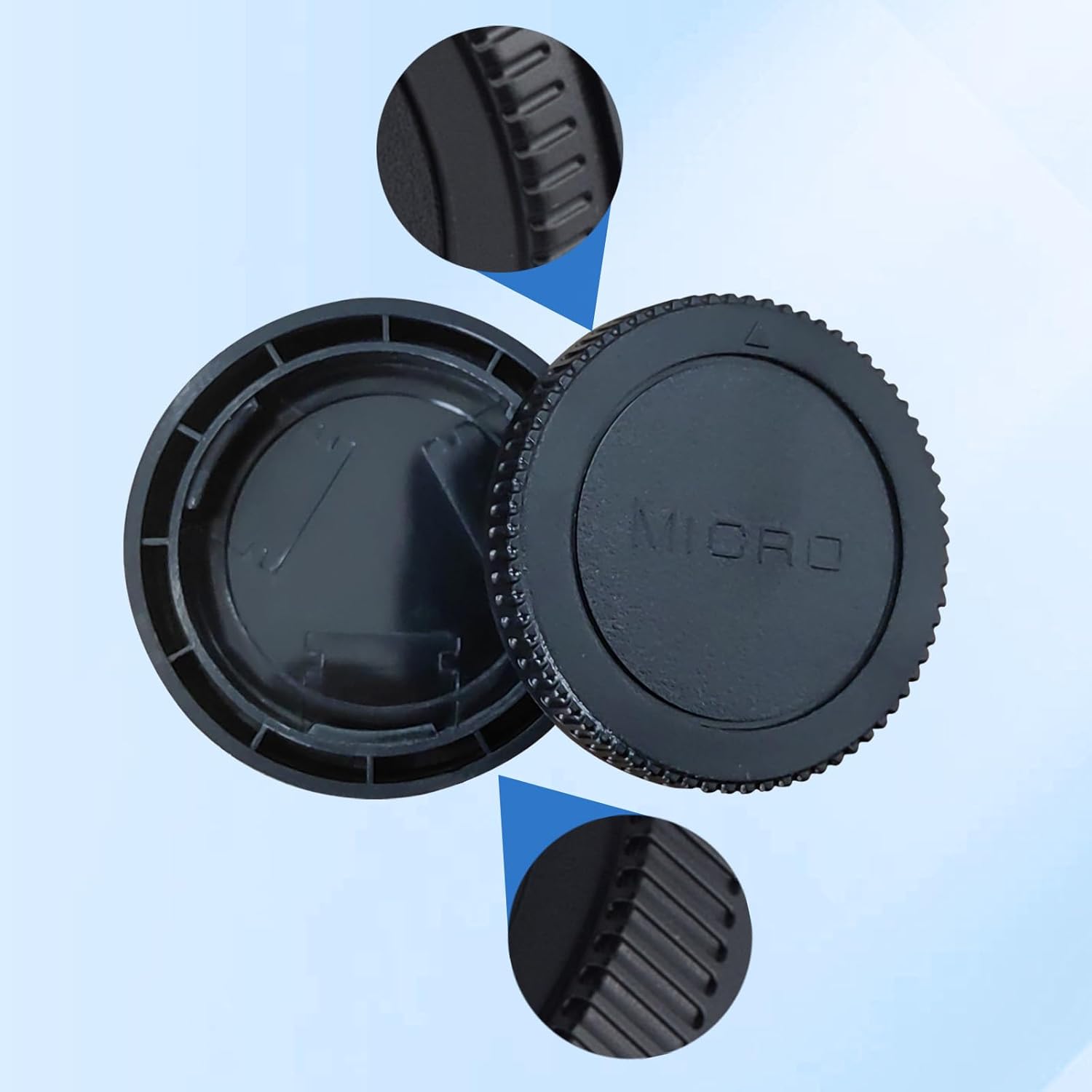Detalle de Camera Body and Rear Lens Caps for Micro Four Thirds (M4/3): Compatible with E-M5, E-P1, E-P2, E-P3, E-P5, E-PL1 and select M.Zuiko lenses