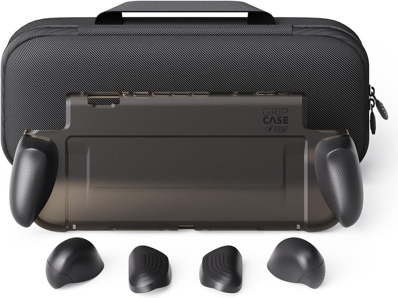 Detalle de Savage Raven GripCase Bundle for Nintendo Switch 2 – Dockable Soft Protective Case with Replaceable Grips and Maxcarry Case