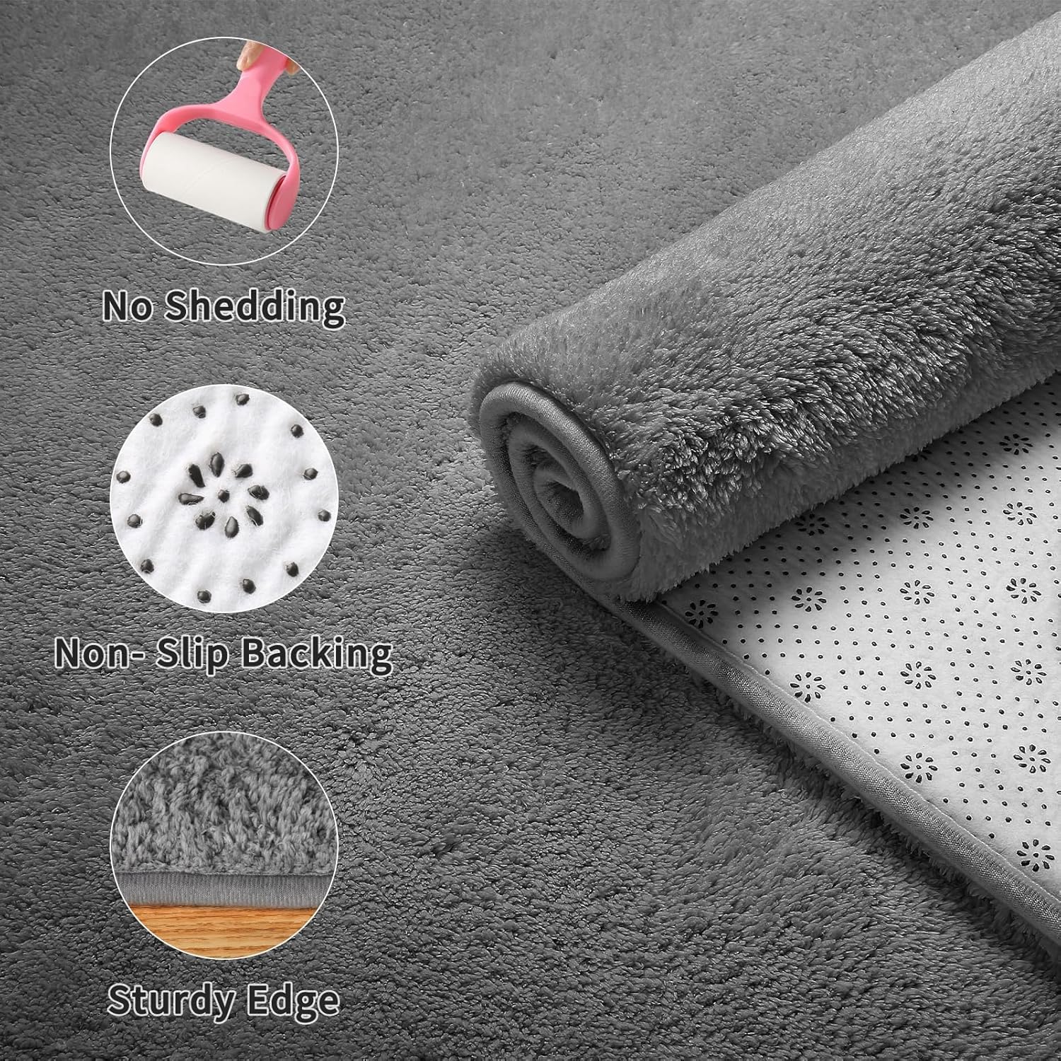Thumbnail 1 de Sour Lemon Kurzflor Teppich 300 x 425 cm grau – waschbar, rutschhemmend für Wohnzimmer & Kinderzimmer
