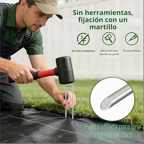 Detalle 2 de Amagabeli Garden & Home: Grapas de Sujeción galvanizadas 150 mm Ø 3 mm en forma de U