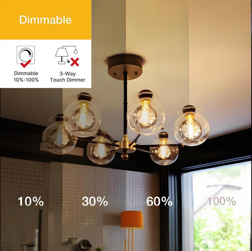 Thumbnail 6 de Vanpus 6W LED Edison Birne – dimmbar, 2700K Warmweiß, E27, Rauchglas, 2er Pack