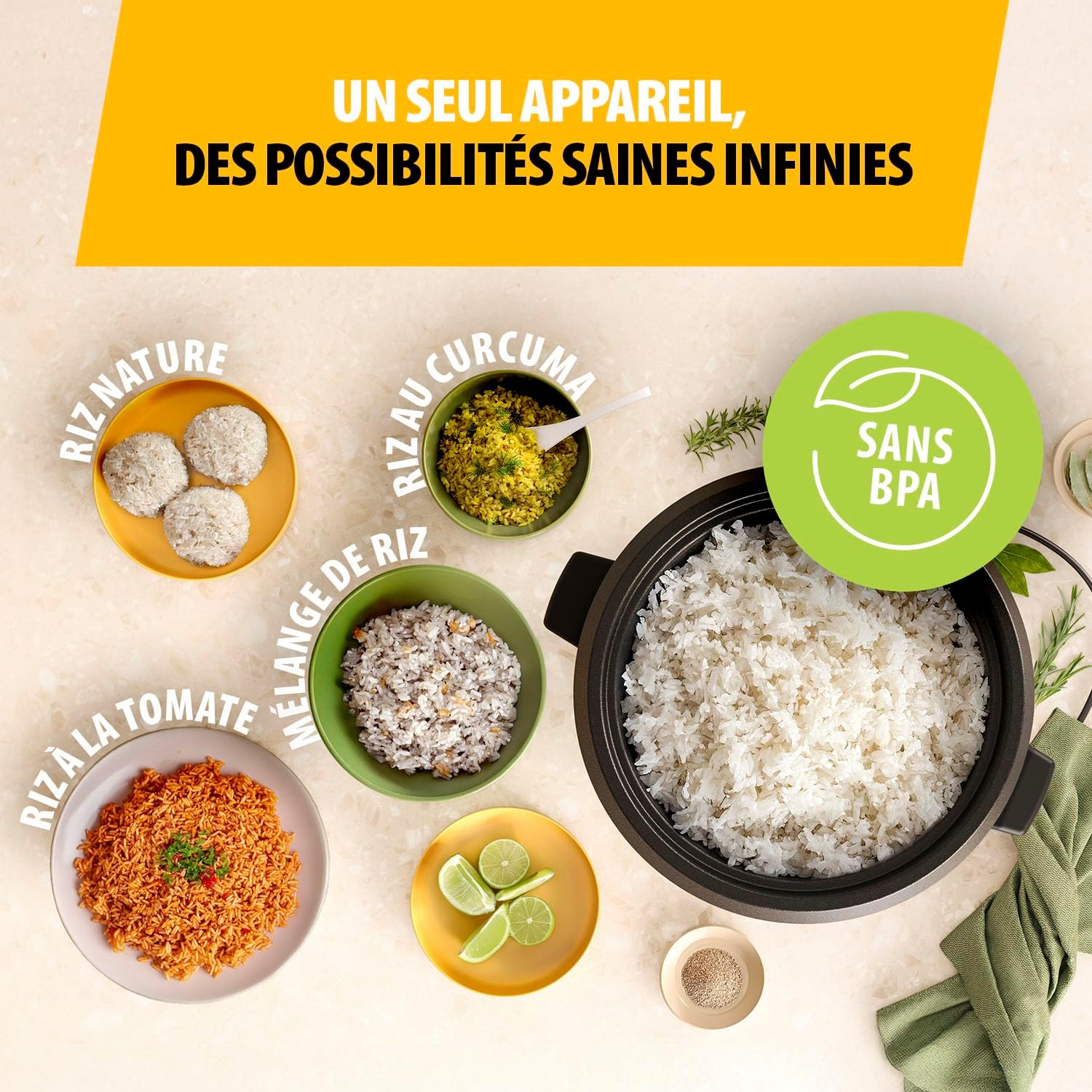 Detalle de Tristar Cuiseur à Riz RK-6148 – 1,8 L, inox et couvercle en verre, maintien au chaud