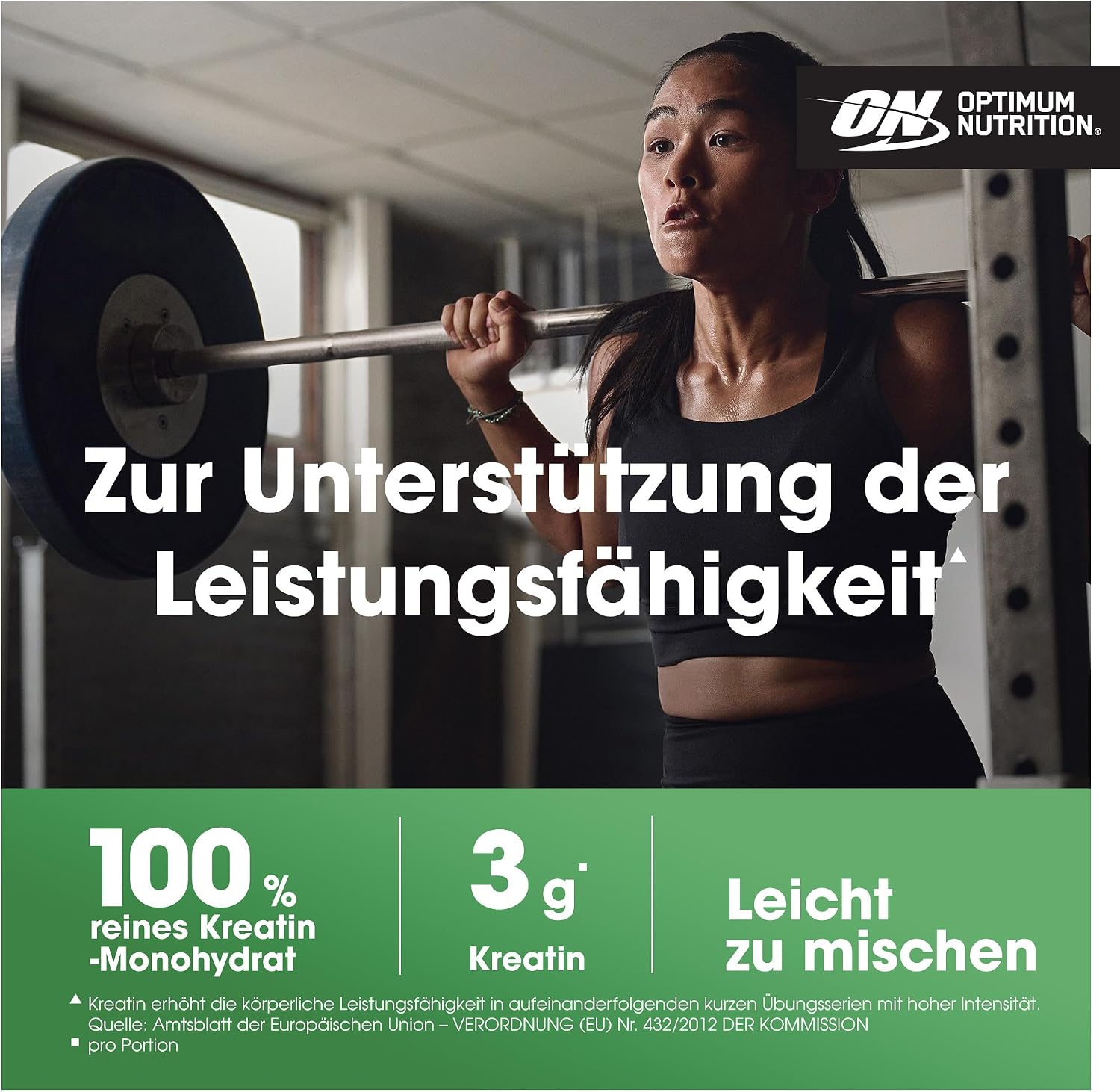 Detalle de Optimum Nutrition Creatina Monoidrata Micronizzata in Polvere 317 g – 93 Porzioni, 100% Pura, Senza Aroma