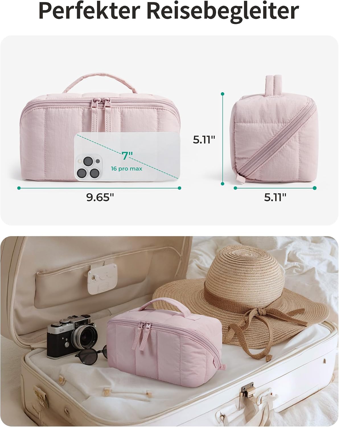 Thumbnail 1 de BAGSMART Reise Kosmetiktasche Damen – Wasserabweisende Kulturtasche mit großzügigem Stauraum, offenes Design und 2-in-1-Aufbewahrung