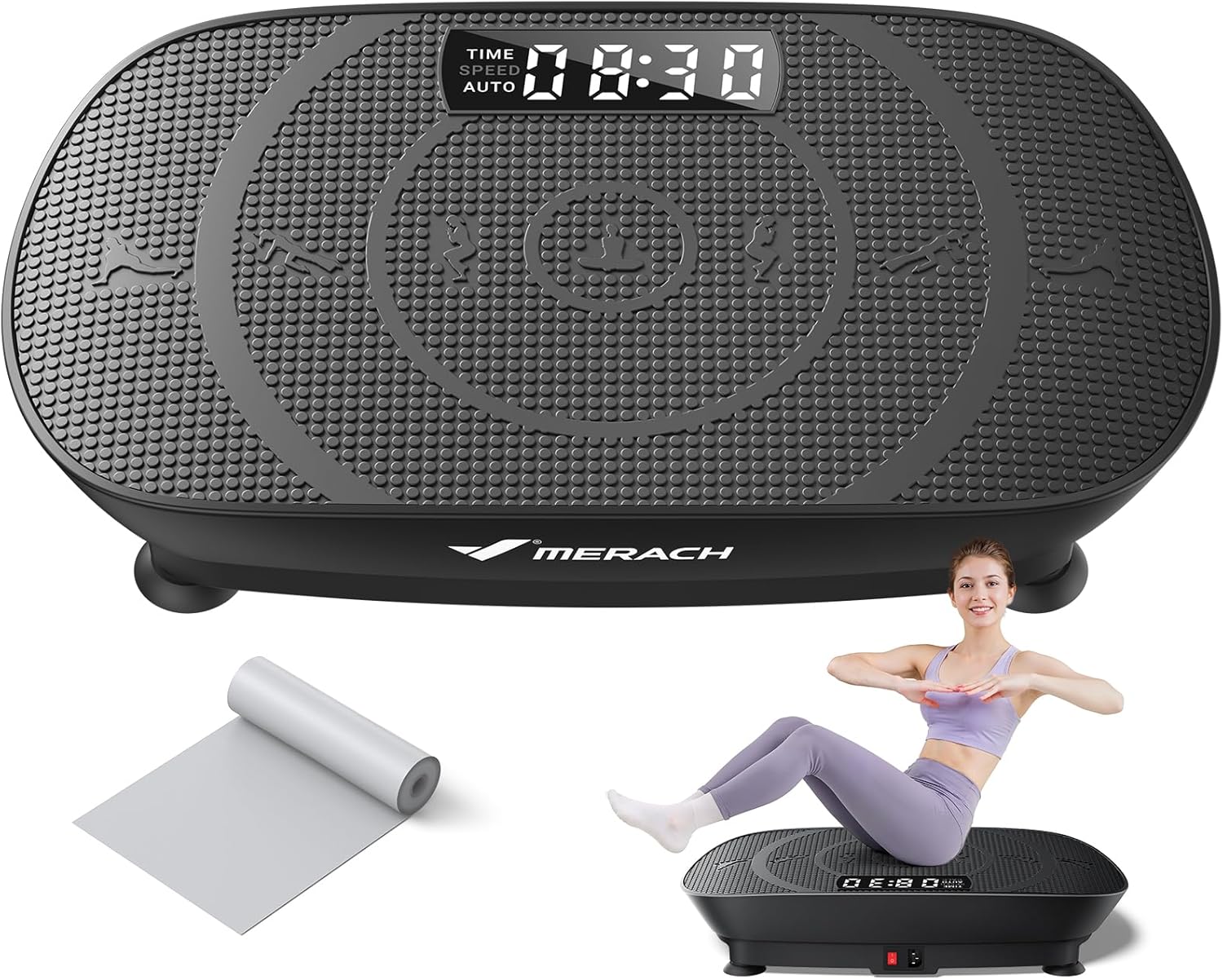 Detalle de MERACH CV30 Pro MR-2398 Curved Vibration Plate with 10 Levels and Bluetooth