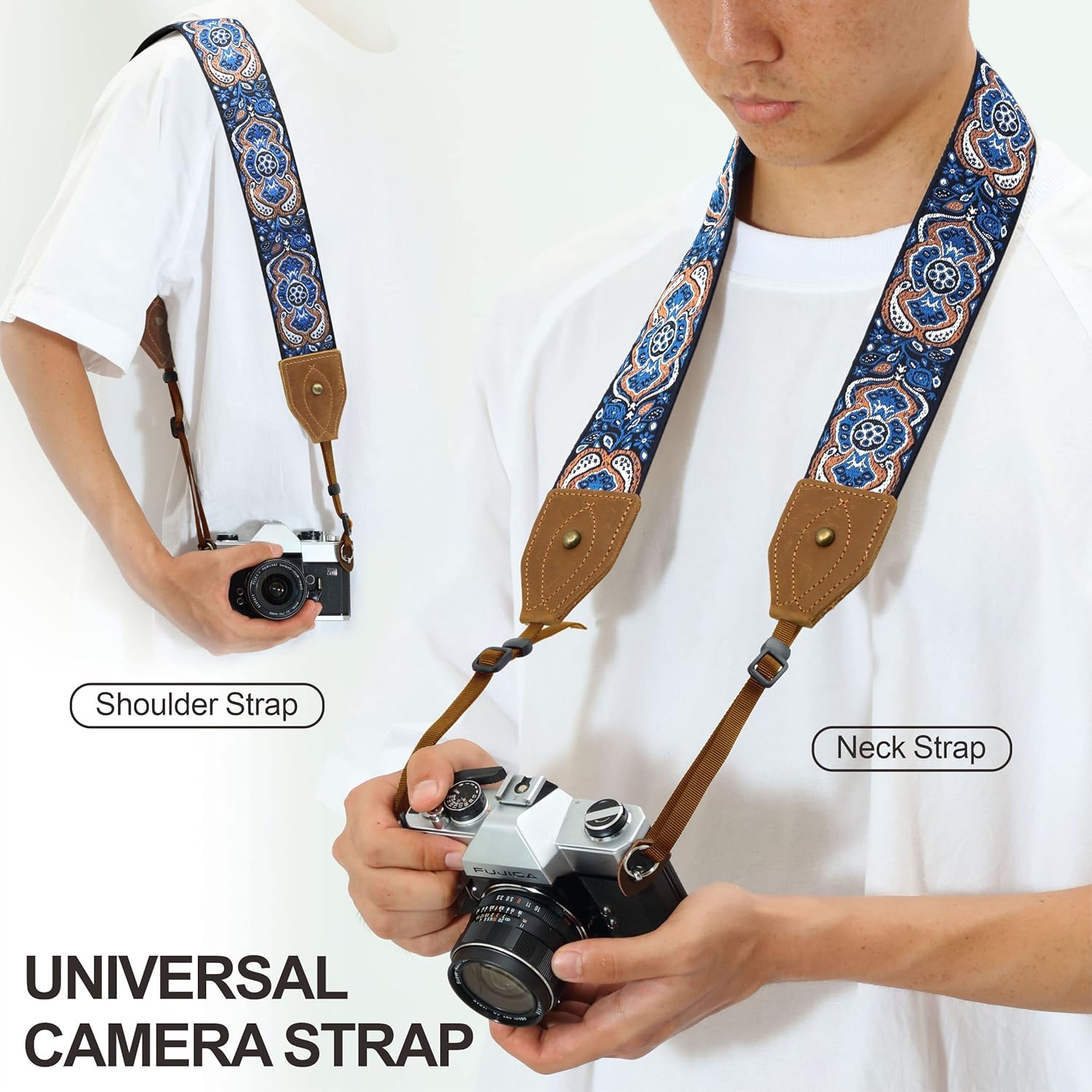 Detalle de Padwa Lifestyle 2" Wide Classic Crazy Horse Art Cowhide Head Camera Strap