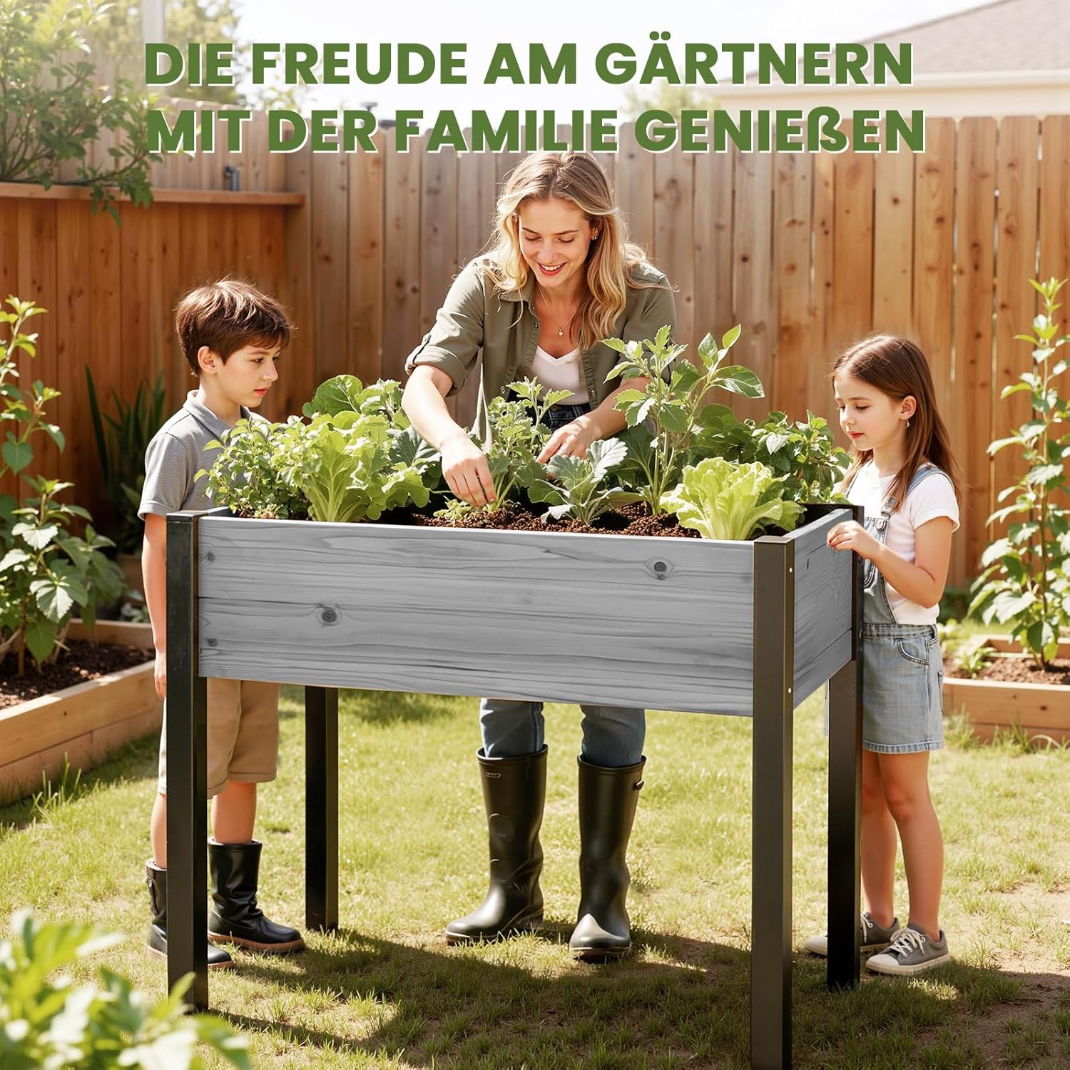 Thumbnail 1 de SUNYRISY Hochbeet für Balkon und Garten mit Metallbeinen – 116x60x80 cm, Grau