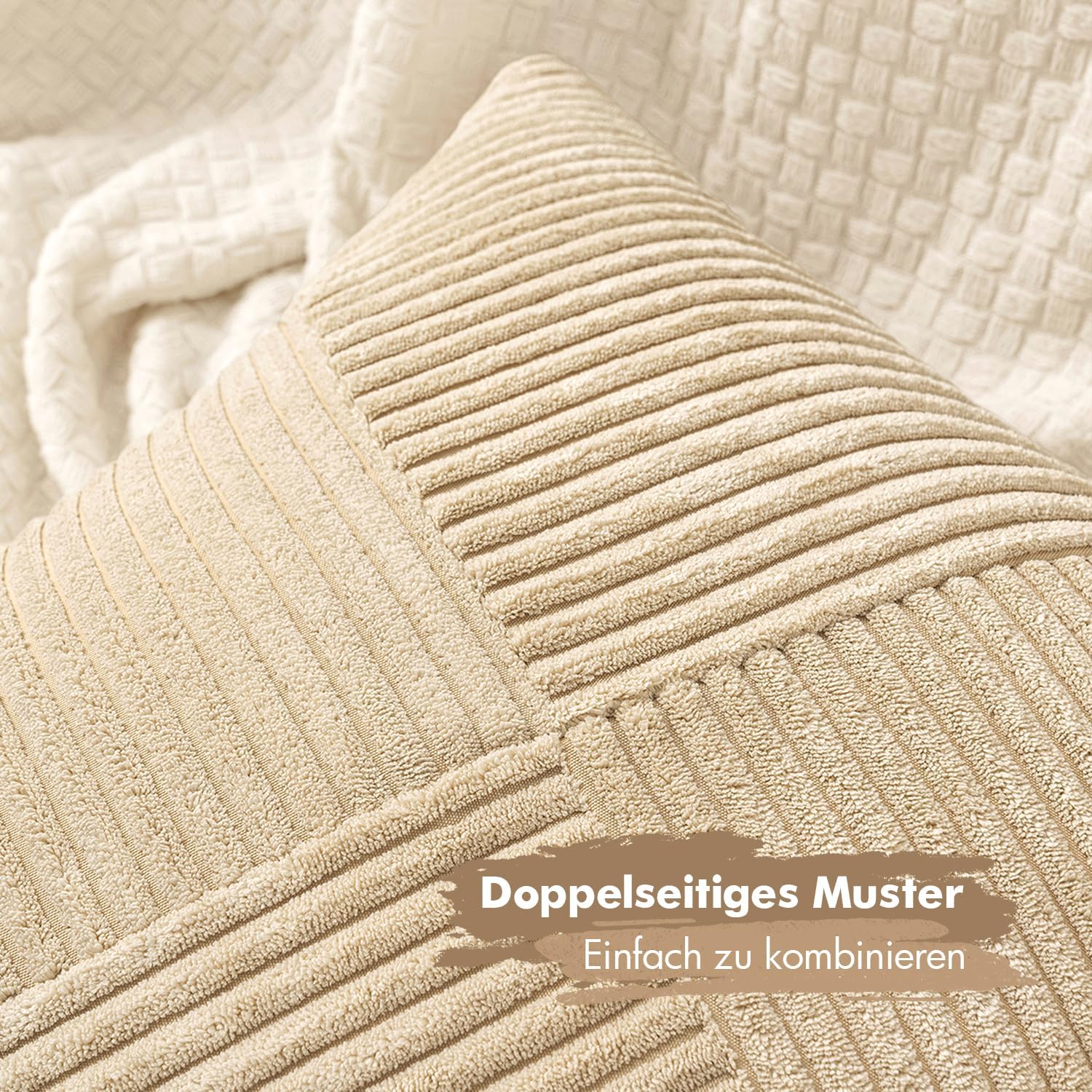 Detalle 2 de MIULEE Fundas de Almohada Decorativas de Pana Beige