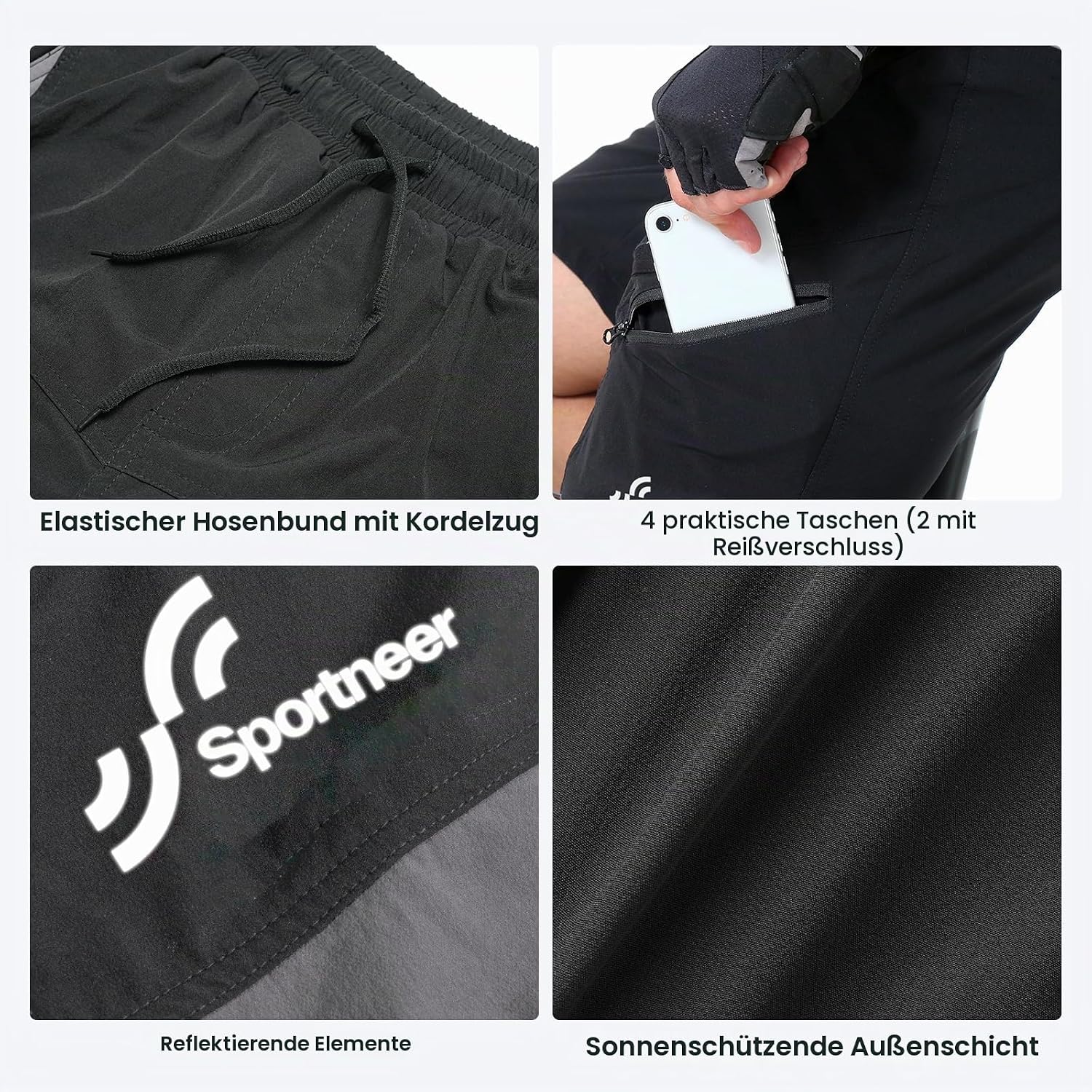 Thumbnail 5 de Sportneer MTB Radlerhose Herren – Gepolsterte 3D-Radhose für Mountainbike und Outdoor