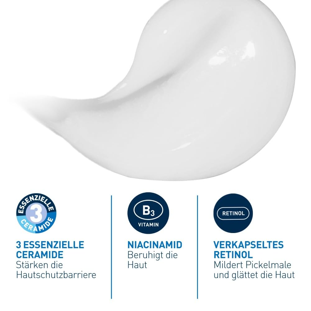 Detalle de CeraVe Hautbilderneuerndes Retinol Serum – 30 ml für zu Akne neigende Haut