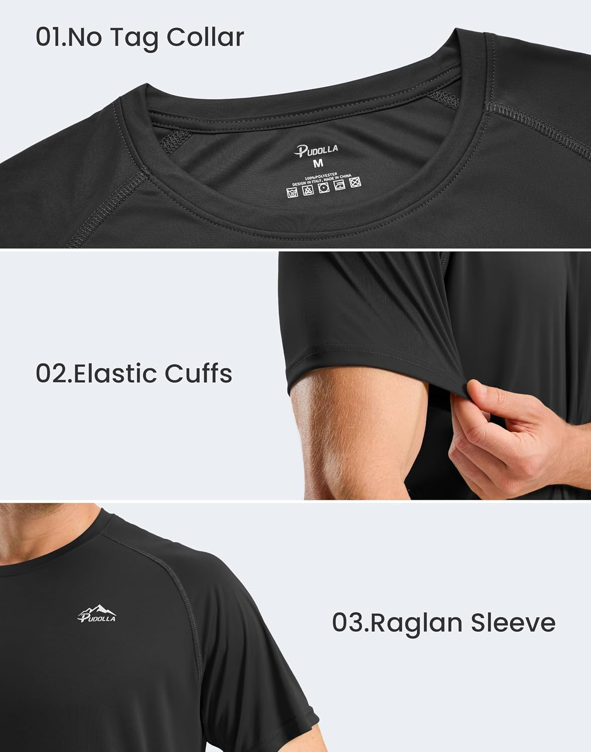 Detalle 2 de Pudolla Men's UPF 50+ Rash Guard Swim Shirt, Quick-Dry 4-Way Stretch