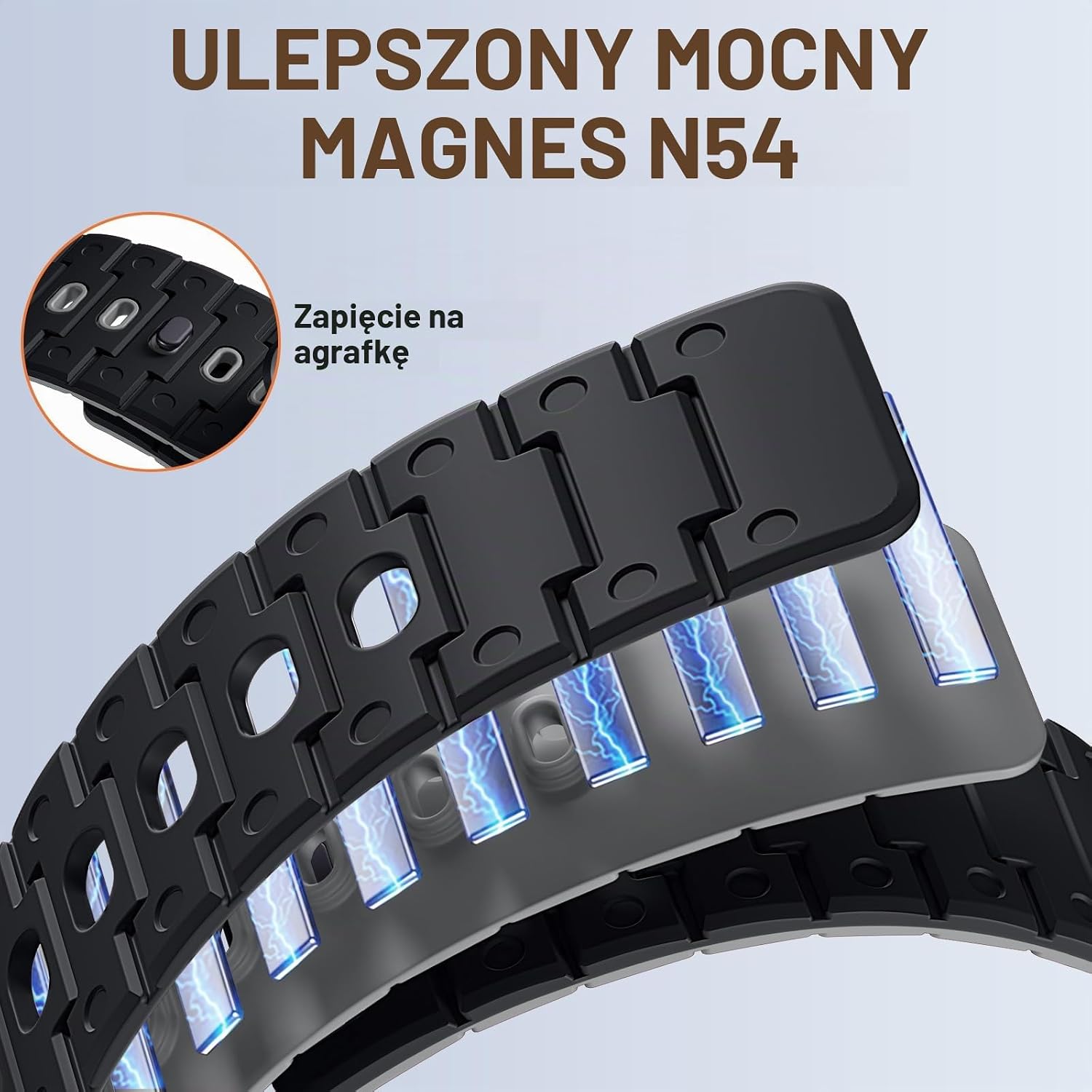 Detalle 2 de Bandletic magnetyczny pasek 26 mm z silikonu do zegarków Garmin
