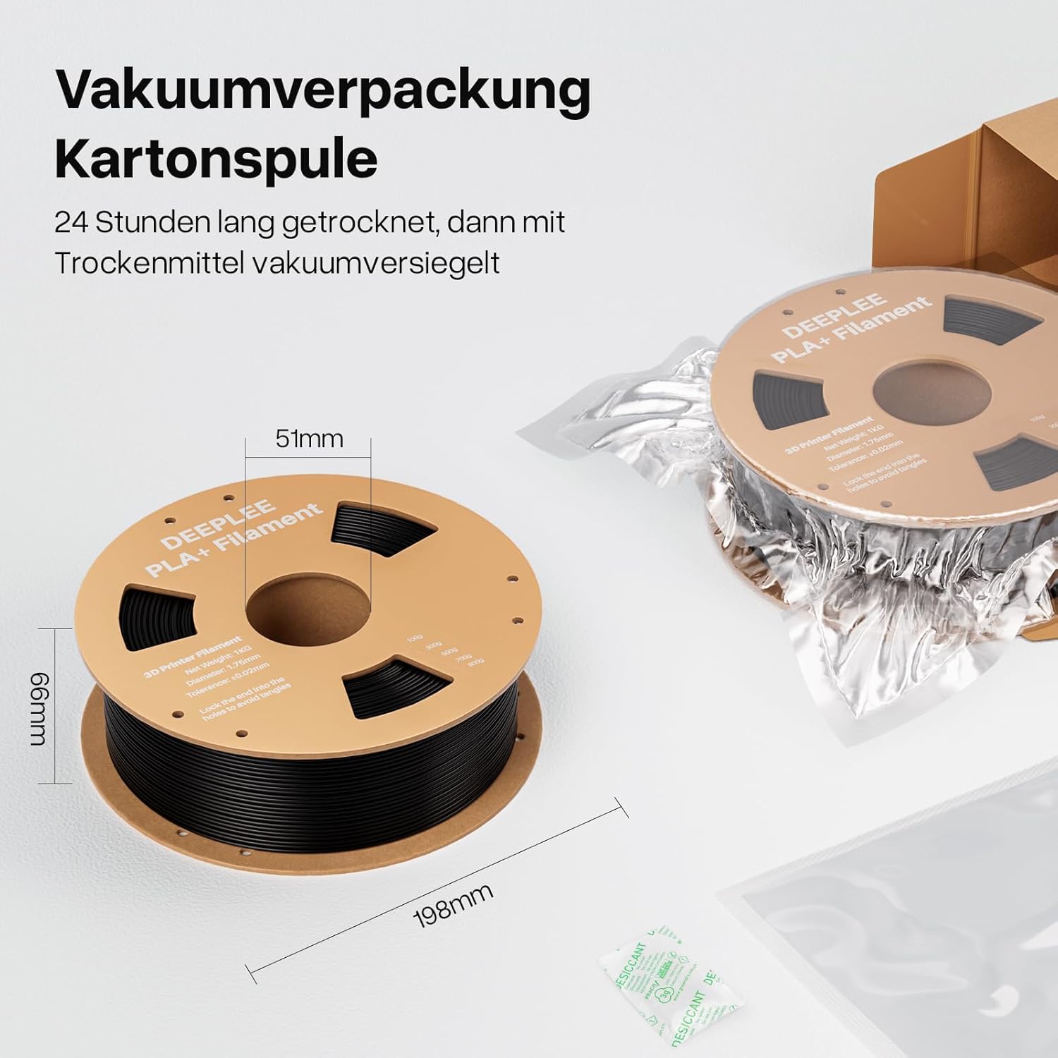 Thumbnail 6 de Deeplee DEEPLEE PLA+ Filament 1,75 mm (PLA Plus) – Schwarz/Weiß/Rot, 3 kg, Toleranz ±0,02 mm