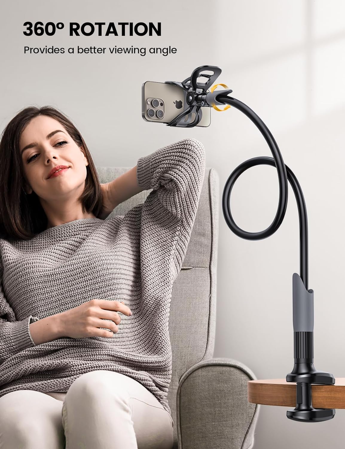 Detalle de Lamicall Gooseneck Phone Holder for Bed ⚙