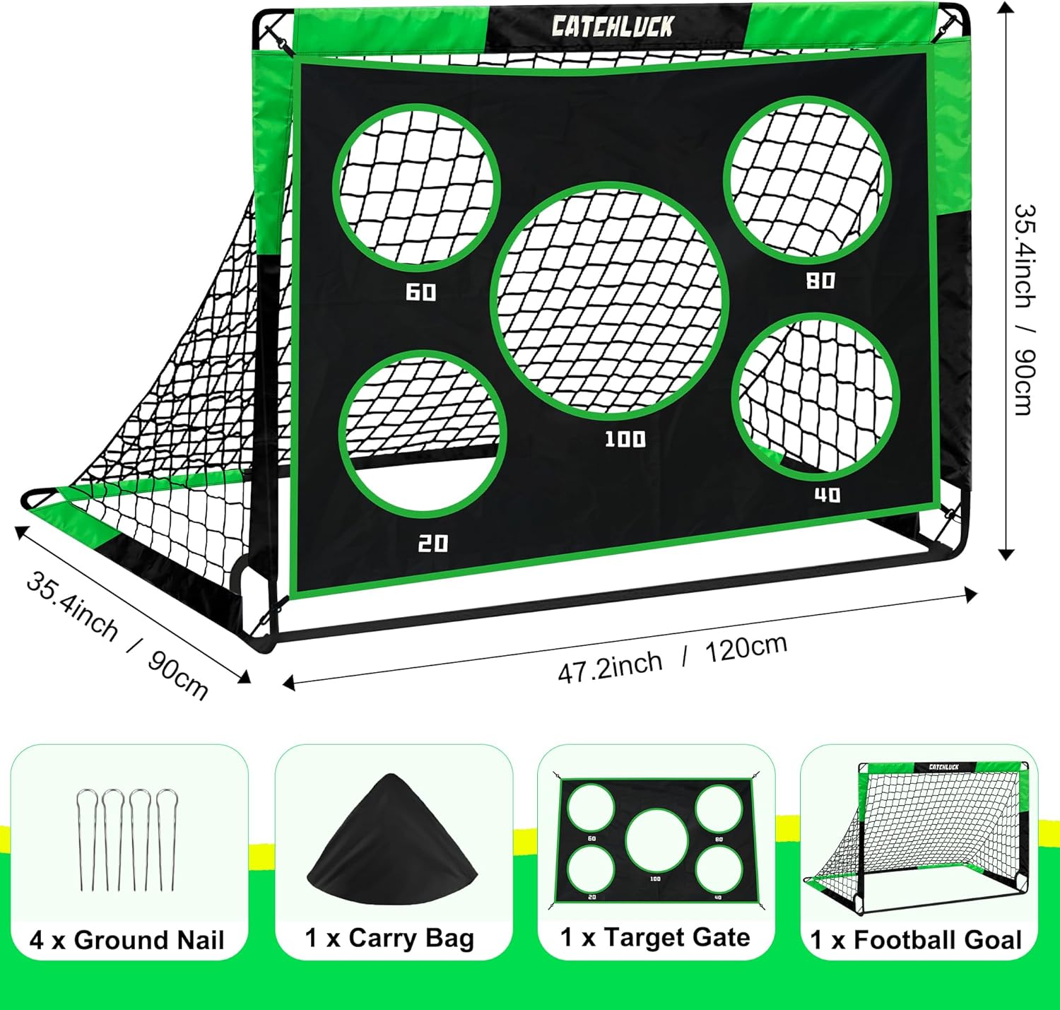 Thumbnail 1 de CATCHLUCK Football Goal Pop Up Football Net for Kids 4ft x 3ft or 5ft x 4ft