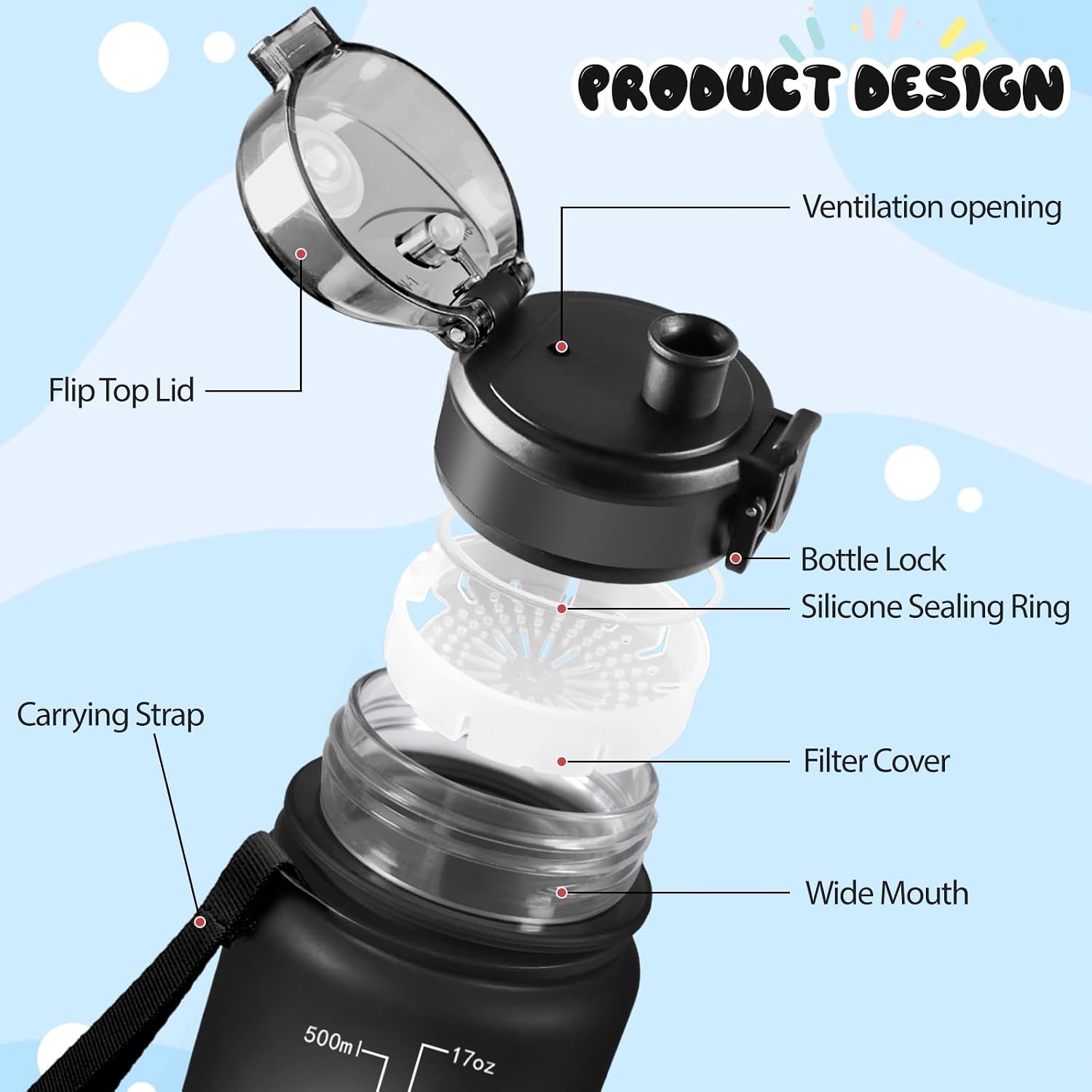 Detalle 2 de Baramumu Gourde enfant 500 ml anti-fuite