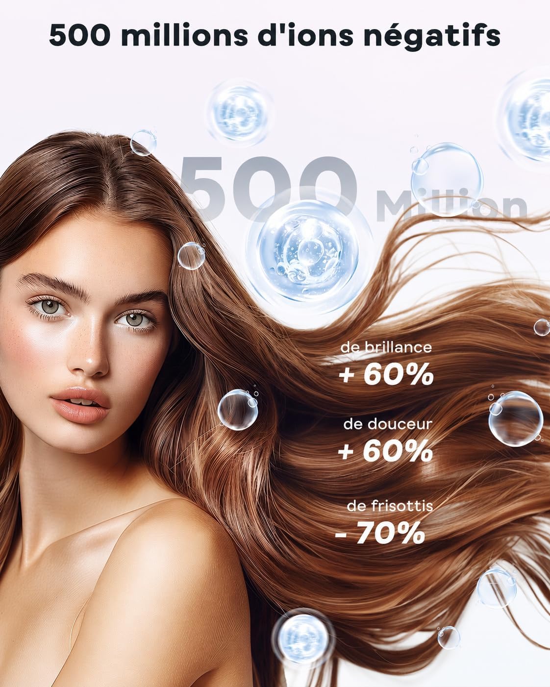 Detalle de Sèche-cheveux professionnel Bopcal avec diffuseur et ionique 160 000 tr/min – 500 millions d’ions, parfait pour salon et voyage