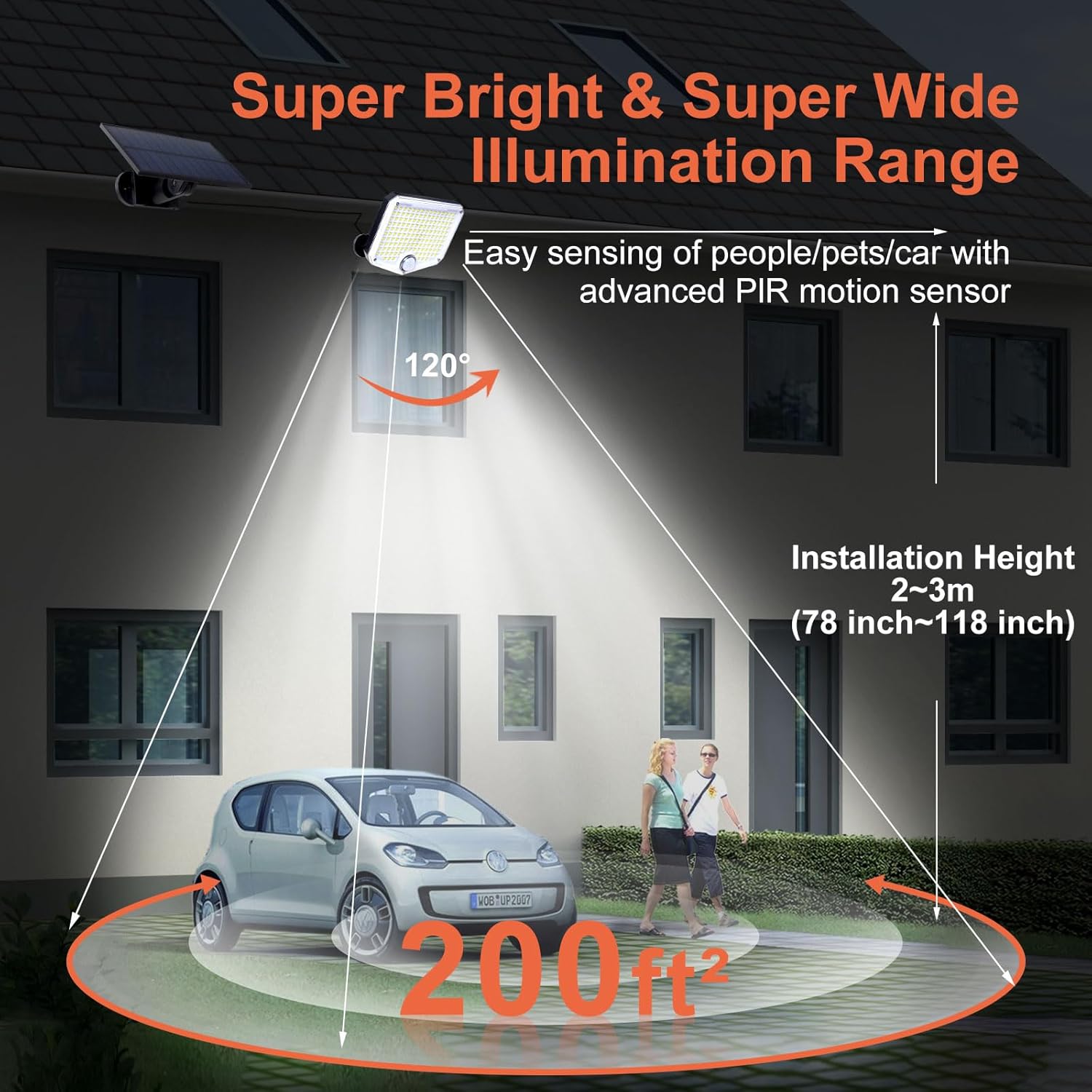 Thumbnail 3 de JumJam 2-Pack Solar Flood Lights Outdoor with PIR Motion Sensor, 153 LEDs and 3 Lighting Modes