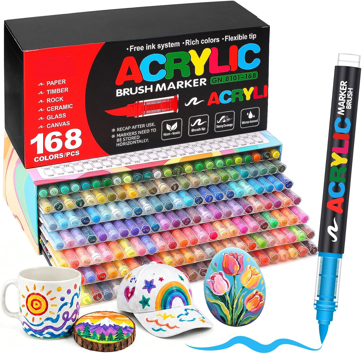 Thumbnail 6 de Melifluo MF PB-120C acrylstiften met penseelpunt, 120 kleuren